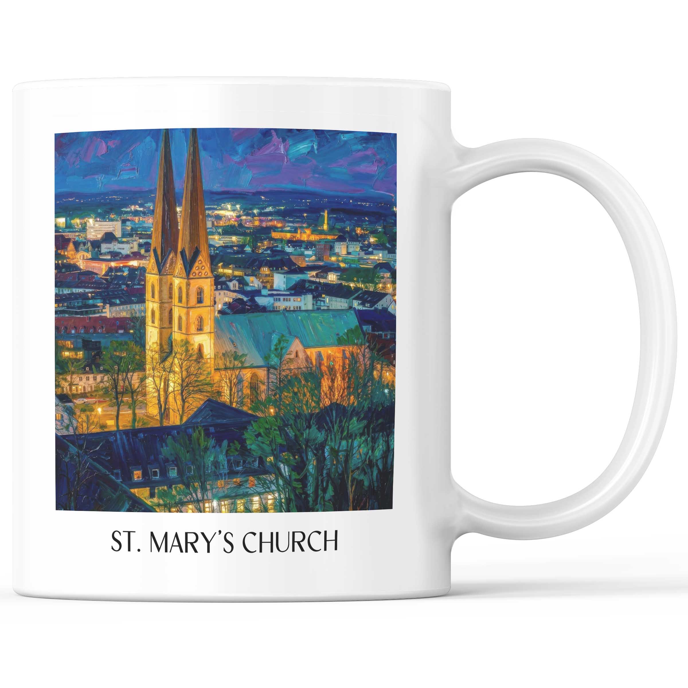 Marienkirche Kaffeebecher - Bielefeld - Deutschland Becher - Kaffeetasse im Ölgemälde Stil