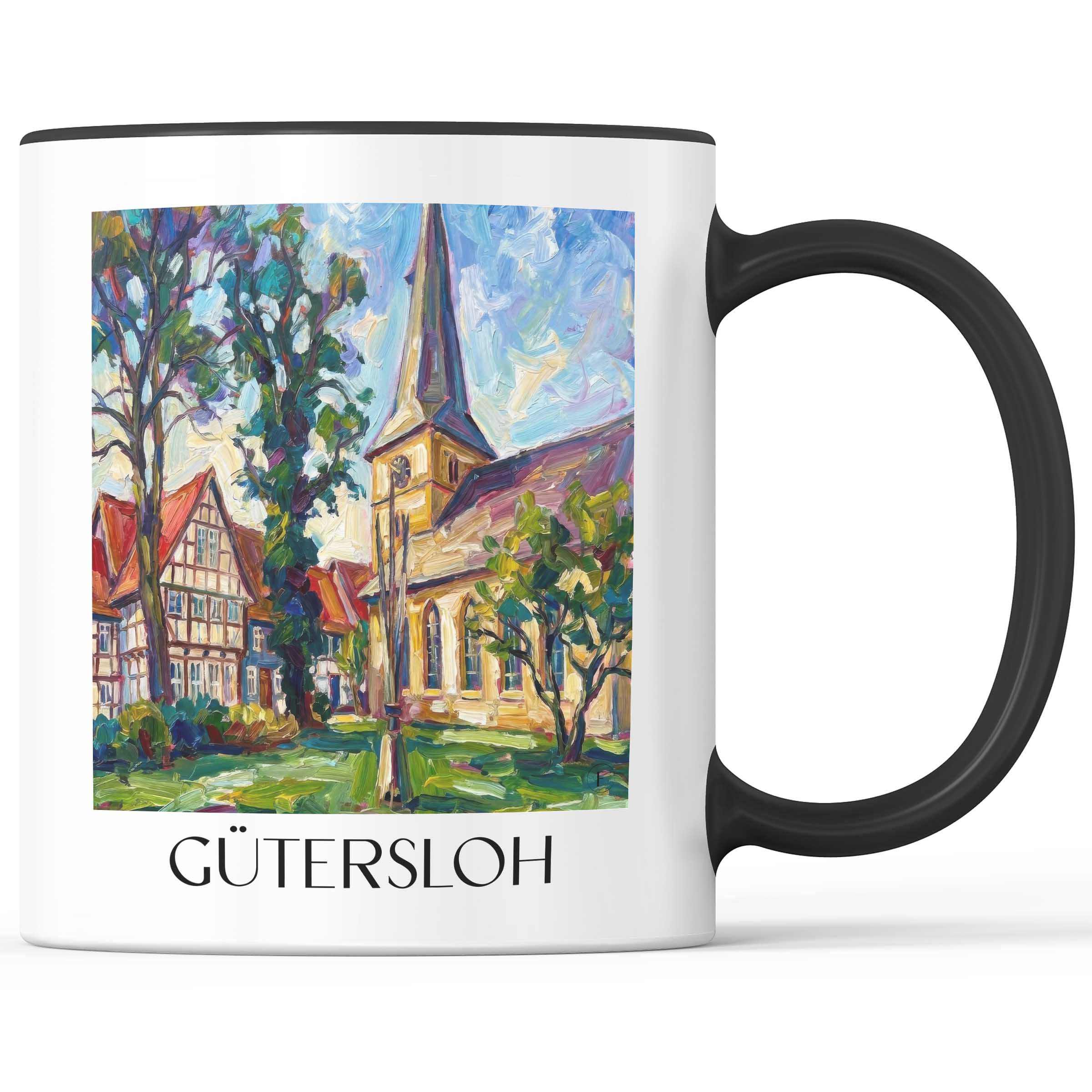 Gütersloh Kaffeebecher - Ostwestfalen - Deutschland Becher - Kaffeetasse im Ölgemälde Stil