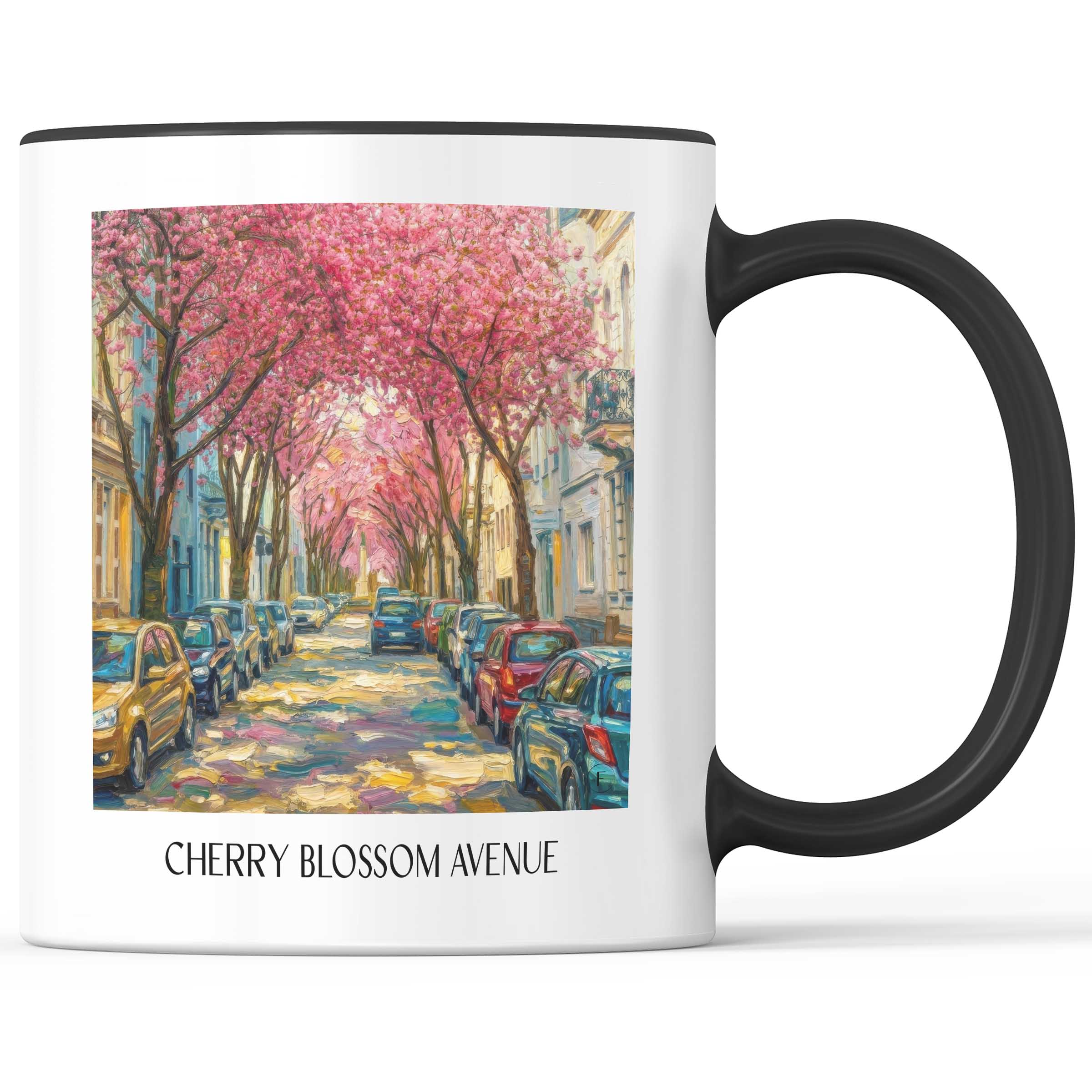 Kirschblütenallee Kaffeebecher - Bonn - Deutschland Becher - Kaffeetasse im Ölgemälde Stil