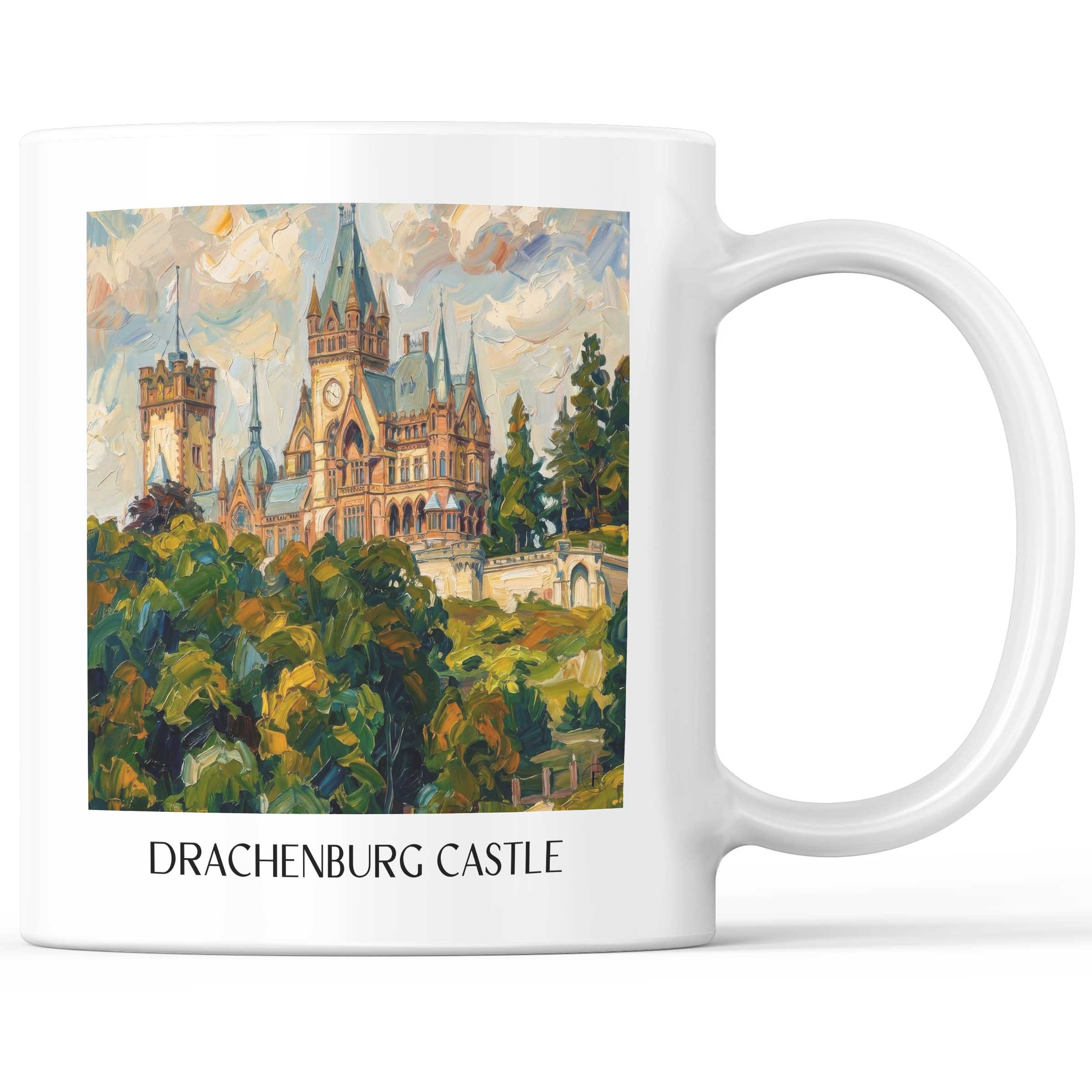 Schloss Drachenburg Kaffeebecher - Königswinter - Deutschland Becher - Kaffeetasse im Ölgemälde Stil