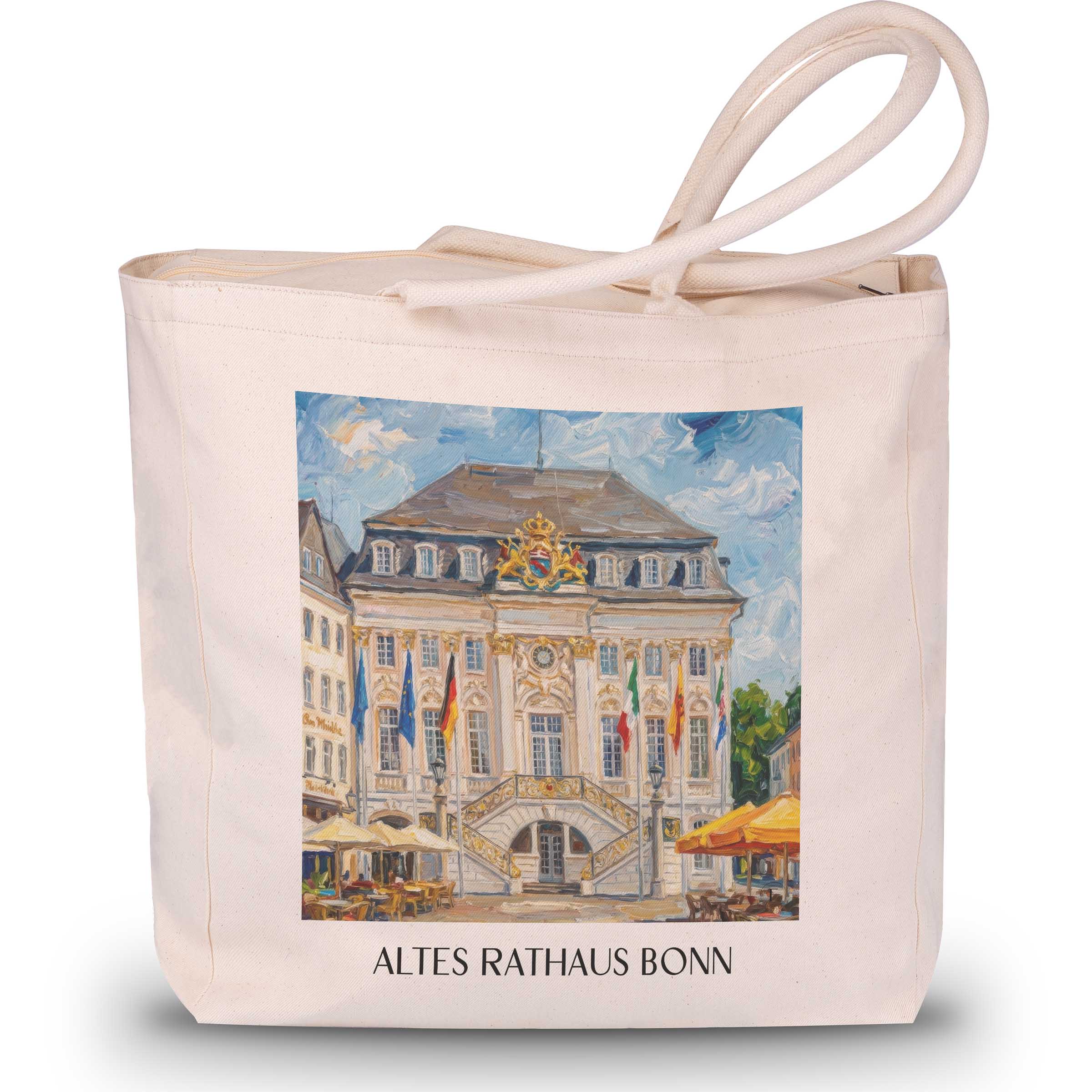 altes-rathaus-bonn-deutschland-einkaufstasche-oil-painting-oelgemaelde