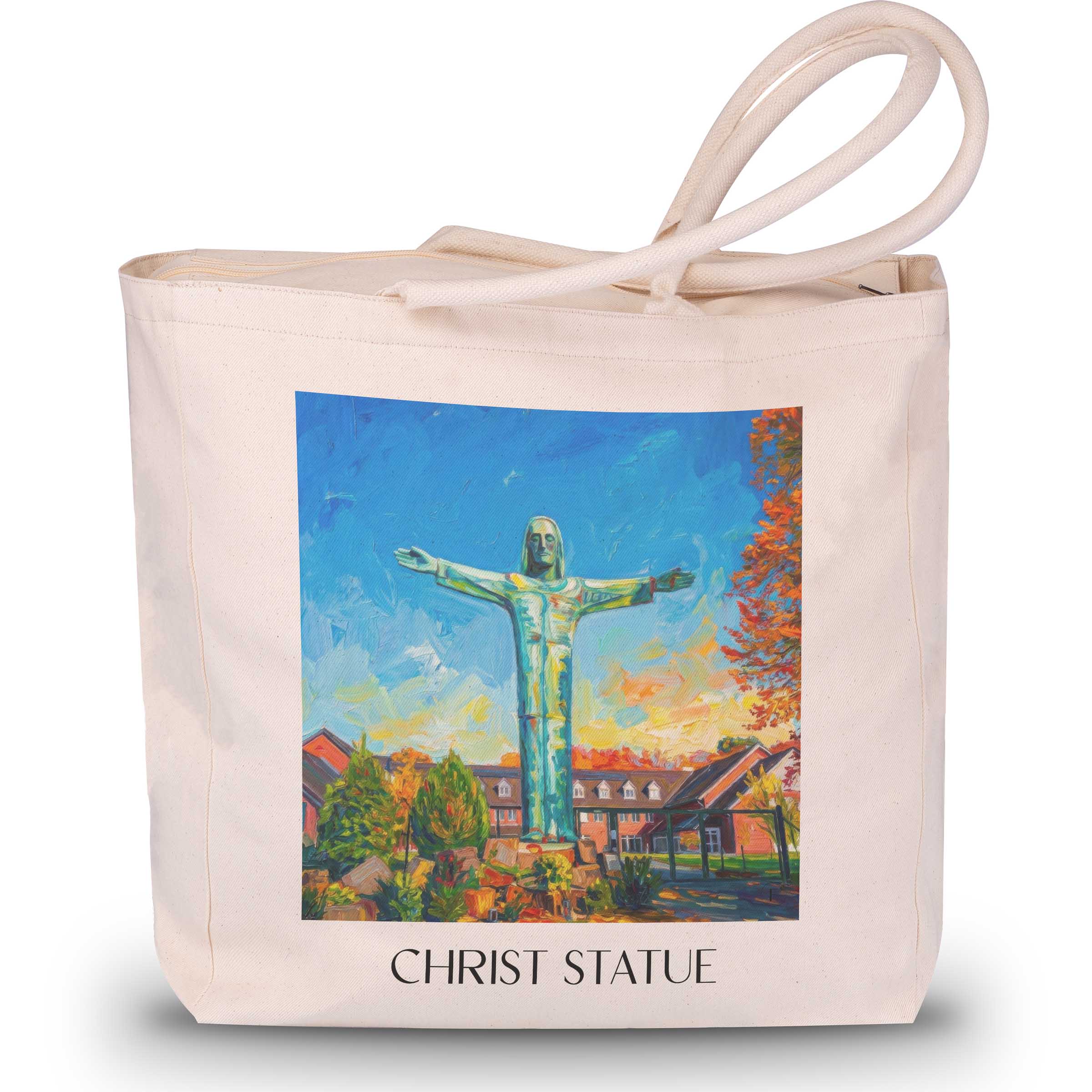 Christusstatue Shopping Tasche - Sankt Augustin - Deutschland Tote Bag - Einkaufstasche im Ölgemälde Stil
