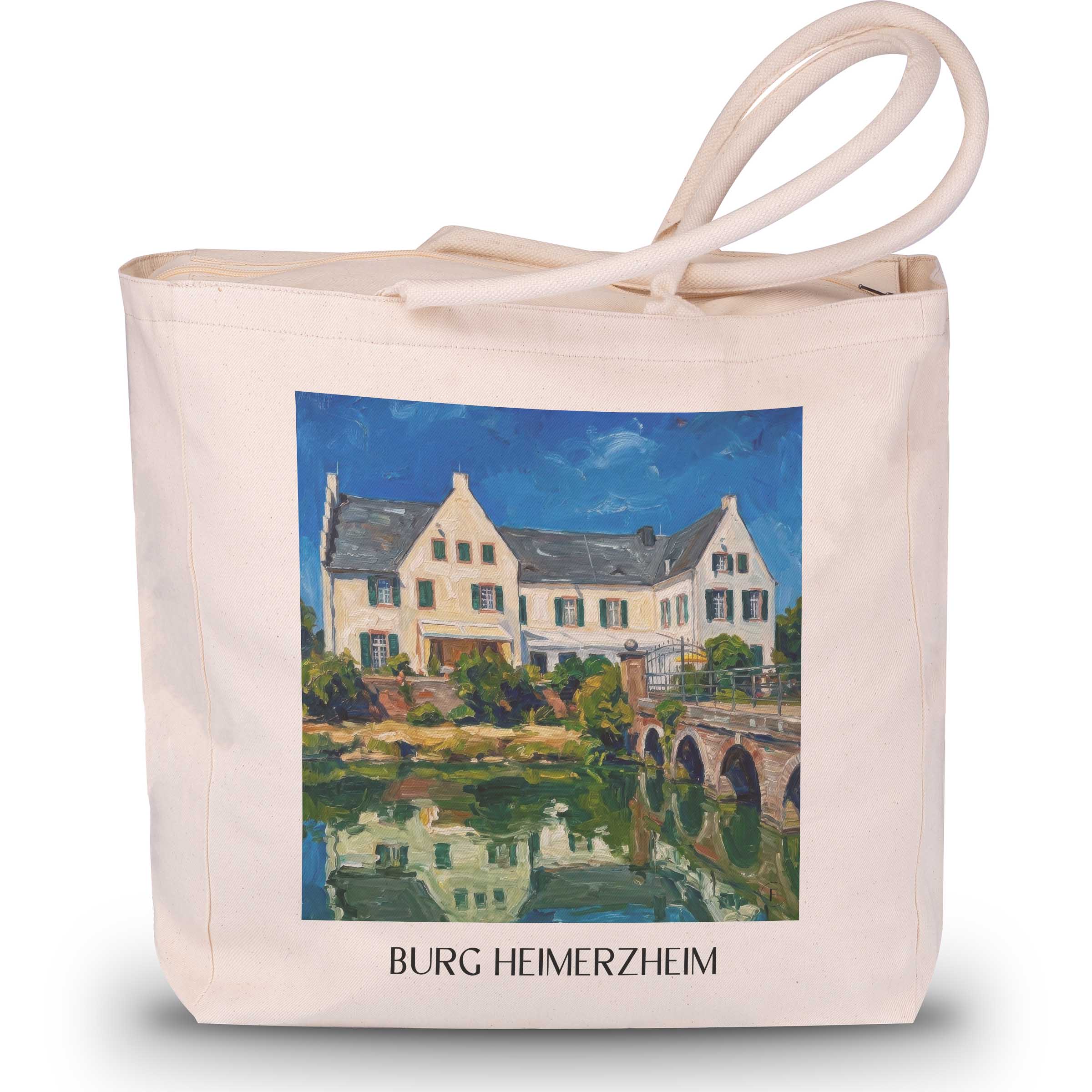 burg-heimerzheim-rheinland-deutschland-einkaufstasche-oil-painting-oelgemaelde