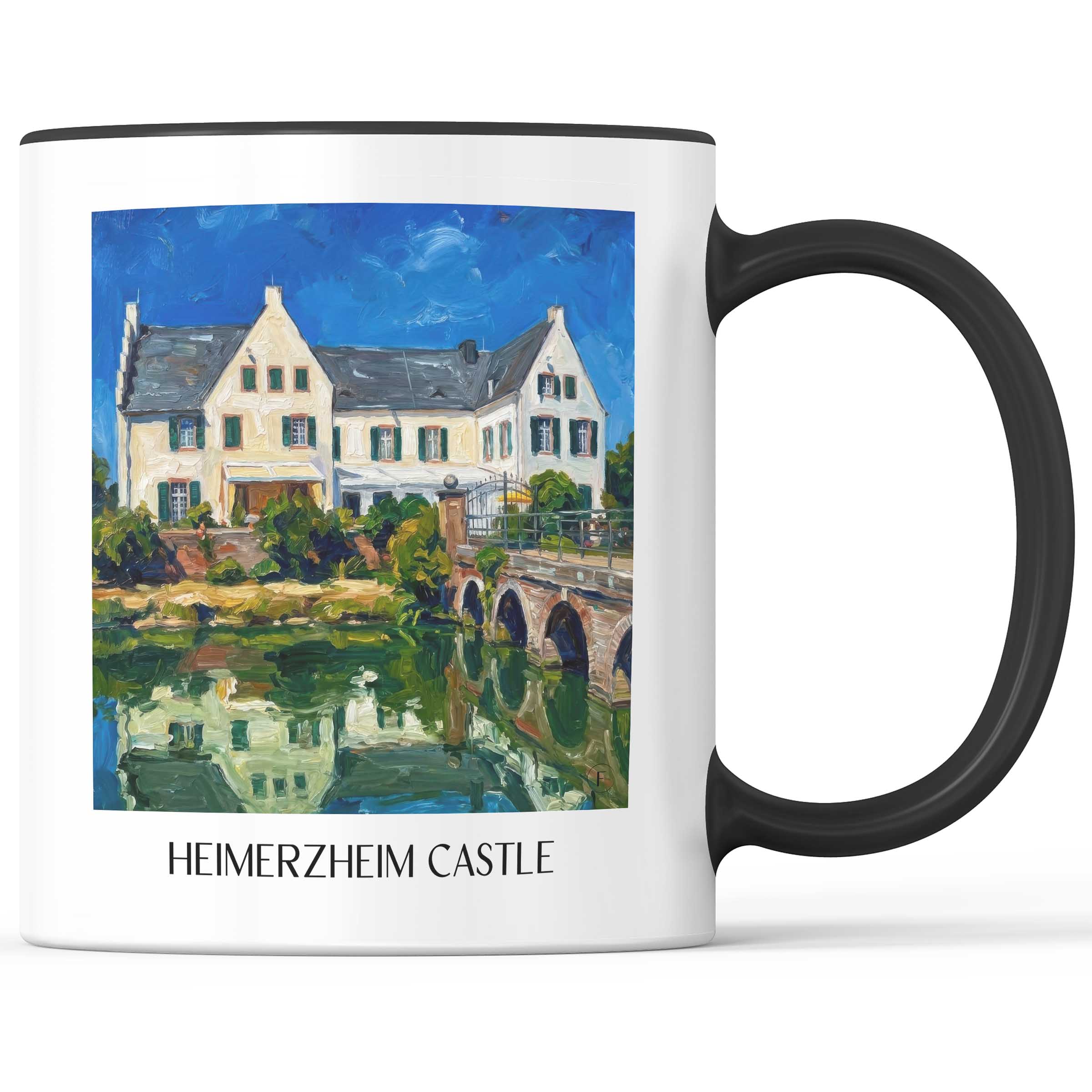 Burg Heimerzheim Kaffeebecher - Rheinland - Deutschland Becher - Kaffeetasse im Ölgemälde Stil