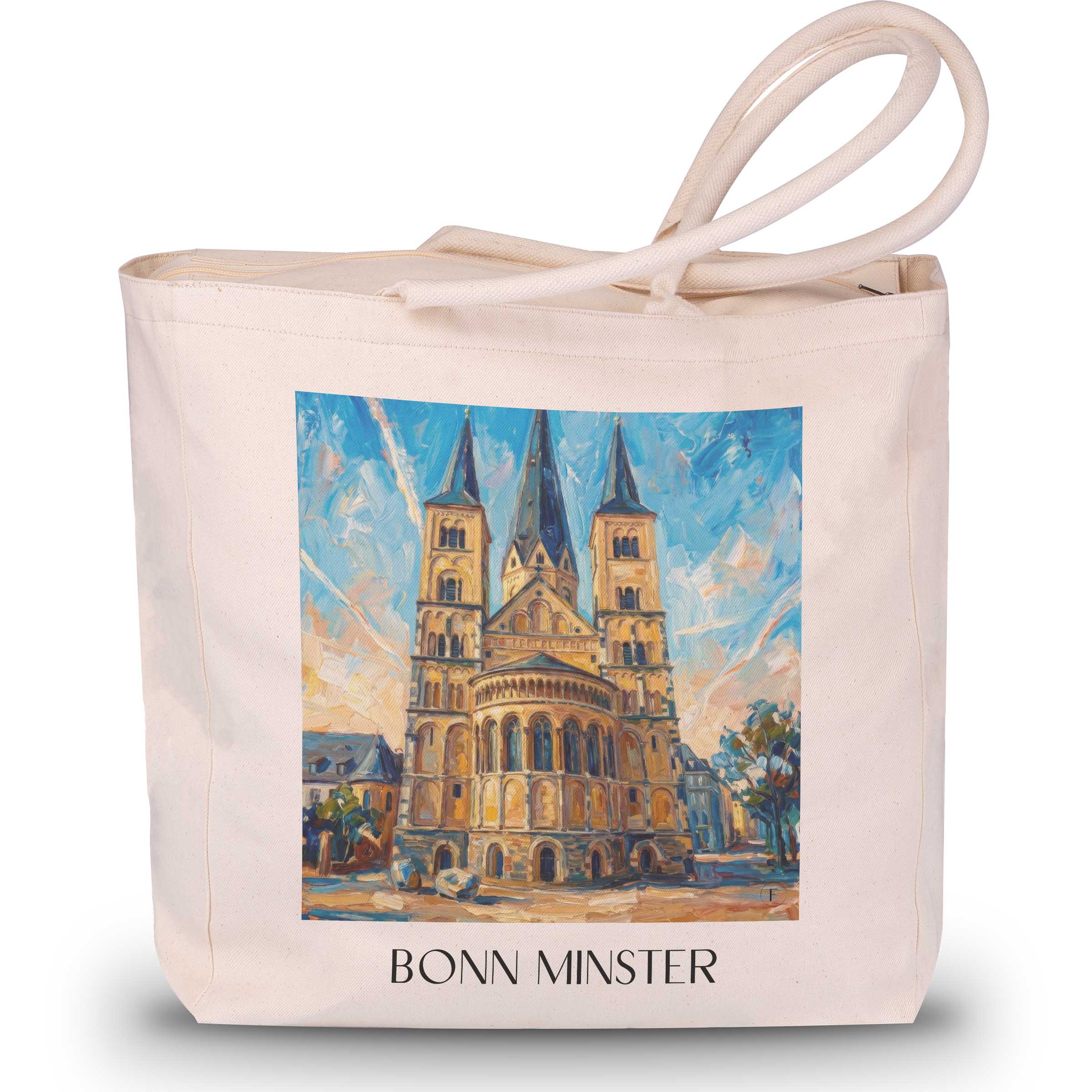 Bonner Münster Shopping Tasche - Bonn - Deutschland Tote Bag - Einkaufstasche im Ölgemälde Stil