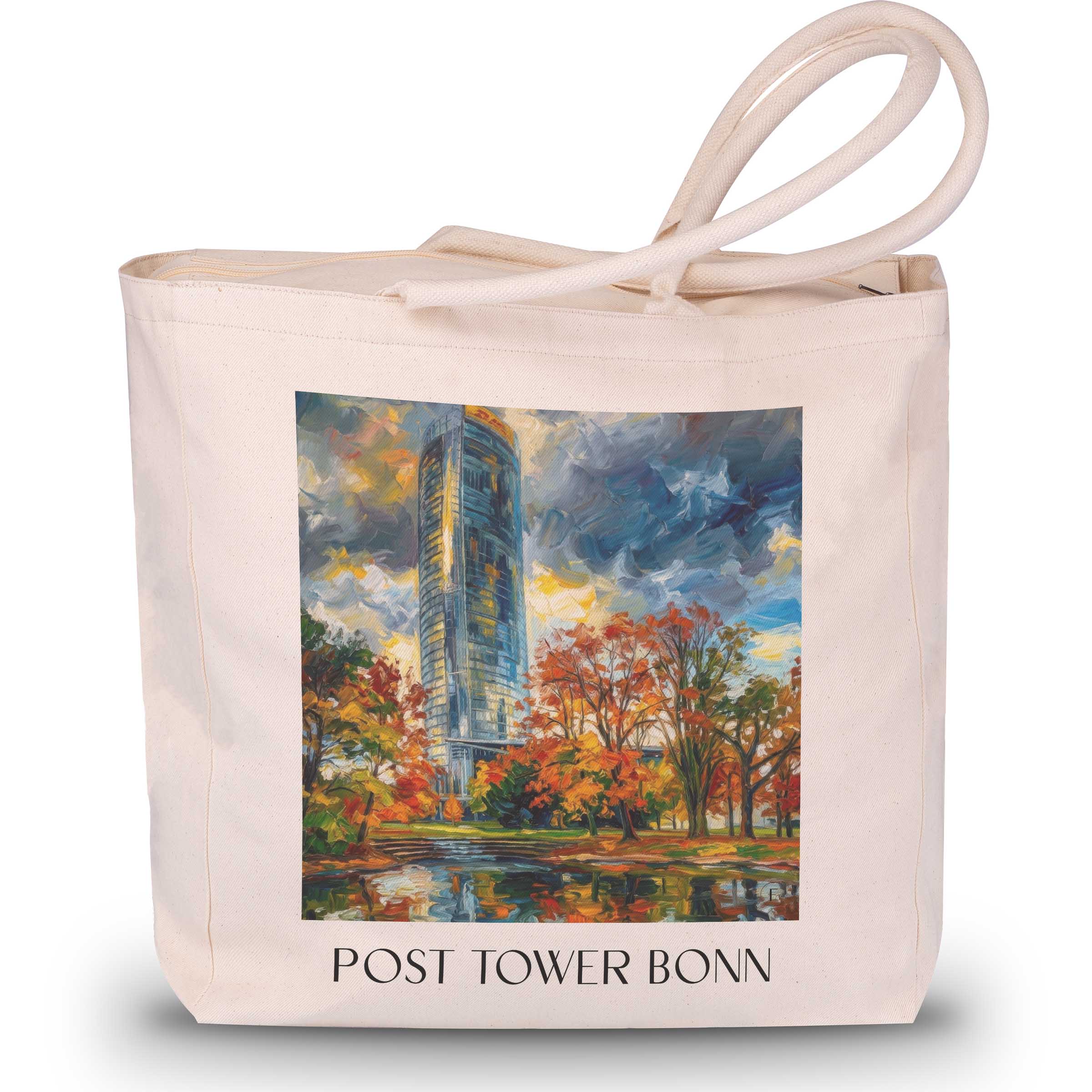 Posttower Shopping Tasche - Bonn - Deutschland Tote Bag - Einkaufstasche im Ölgemälde Stil