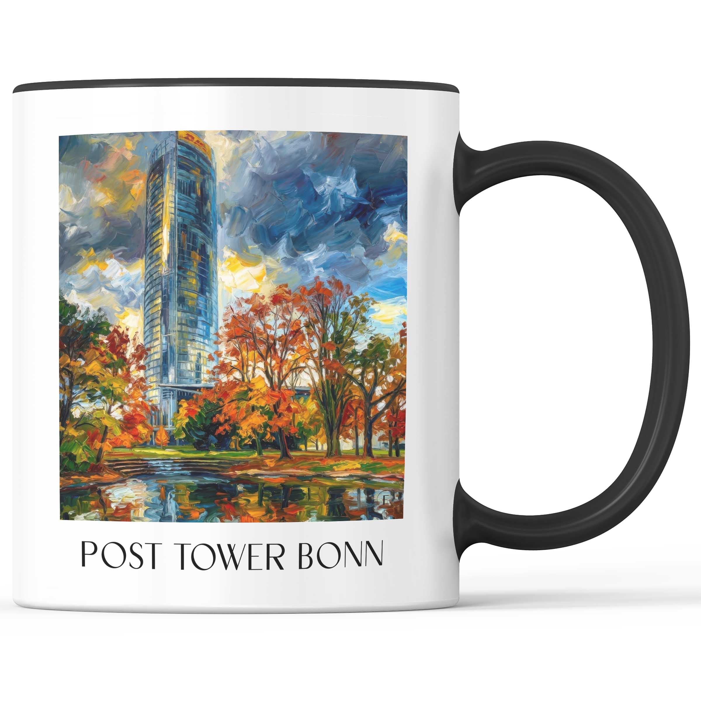 Posttower Kaffeebecher - Bonn - Deutschland Becher - Kaffeetasse im Ölgemälde Stil