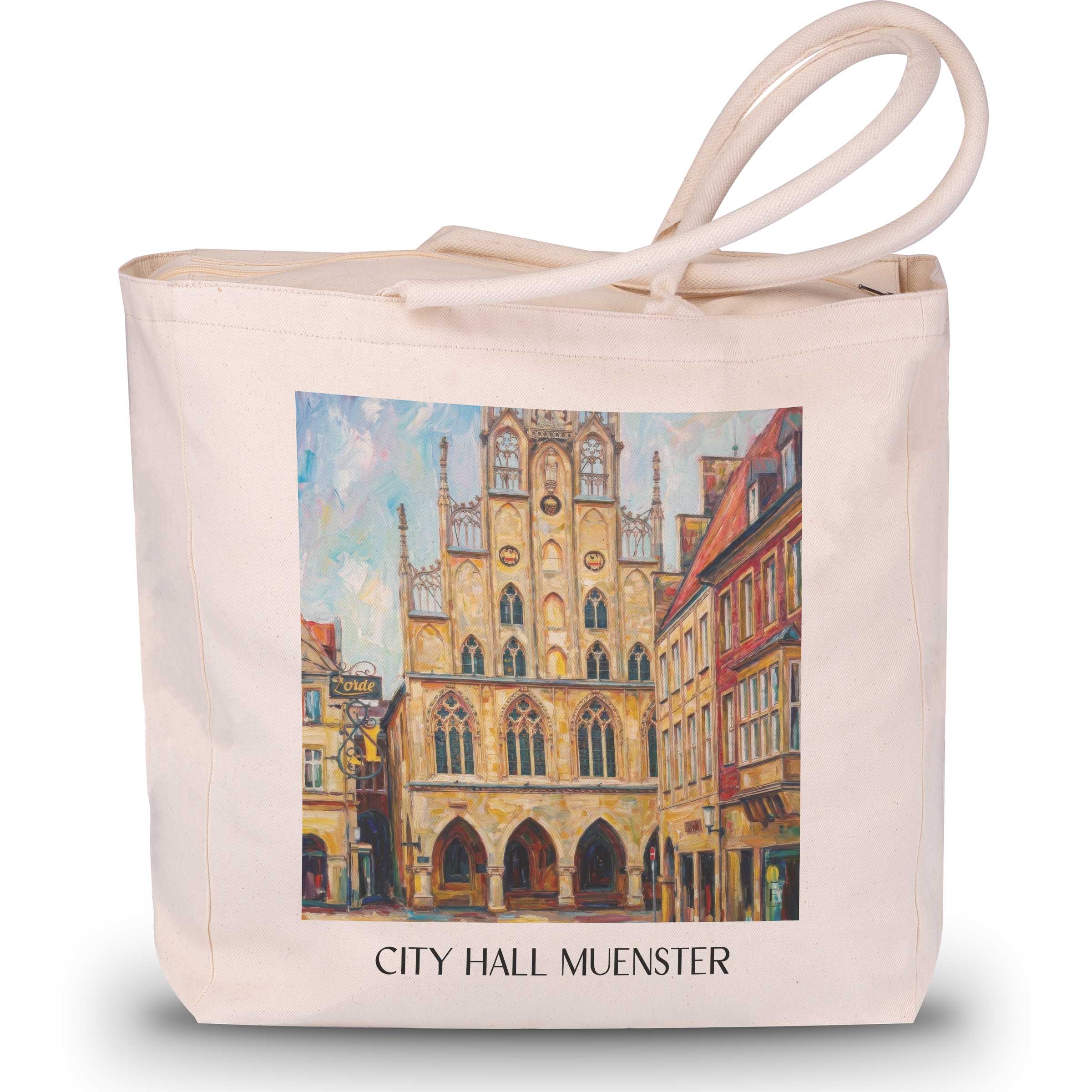 Rathaus Shopping Tasche - Münster - Deutschland Tote Bag - Einkaufstasche im Ölgemälde Stil