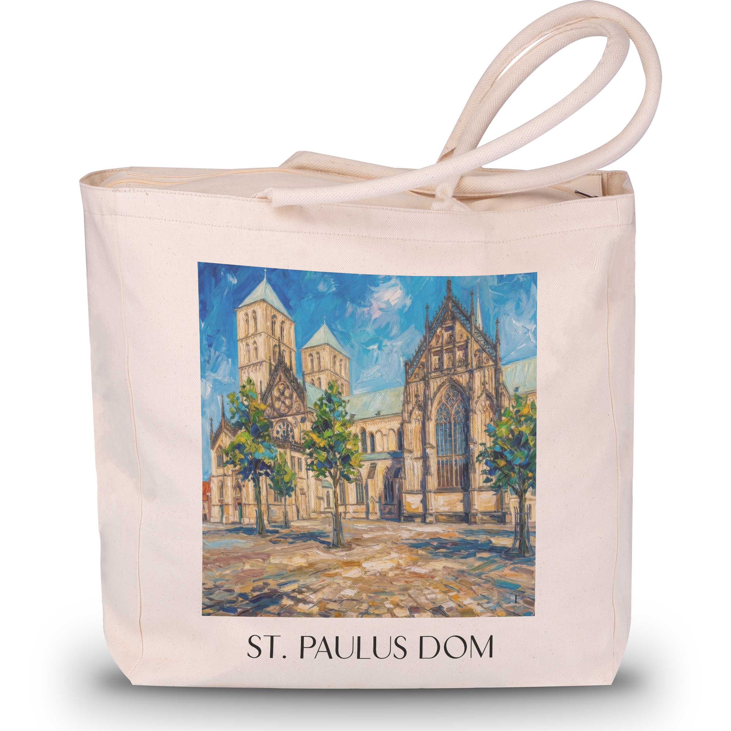 st.-paulus-dom-münster-deutschland-einkaufstasche-oil-painting-oelgemaelde