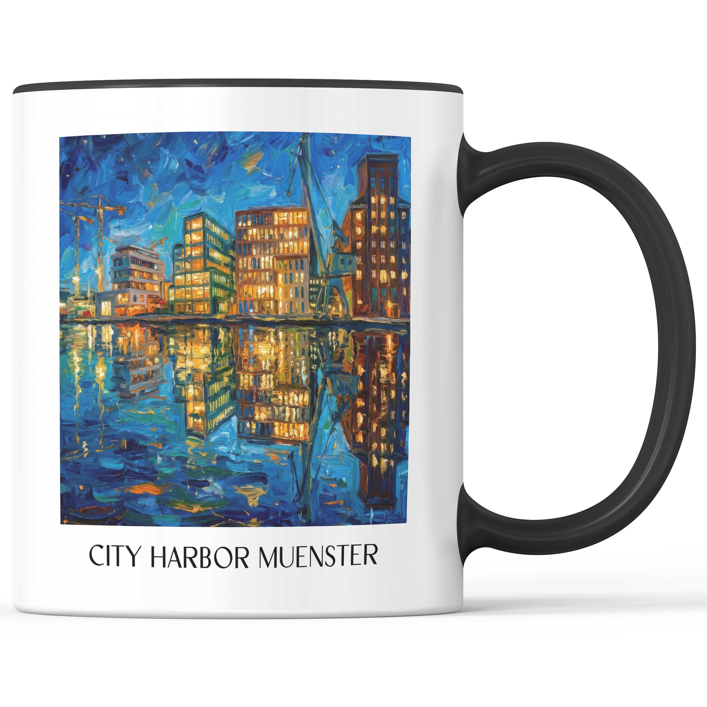 Stadthafen Kaffeebecher - Münster - Deutschland Becher - Kaffeetasse im Ölgemälde Stil