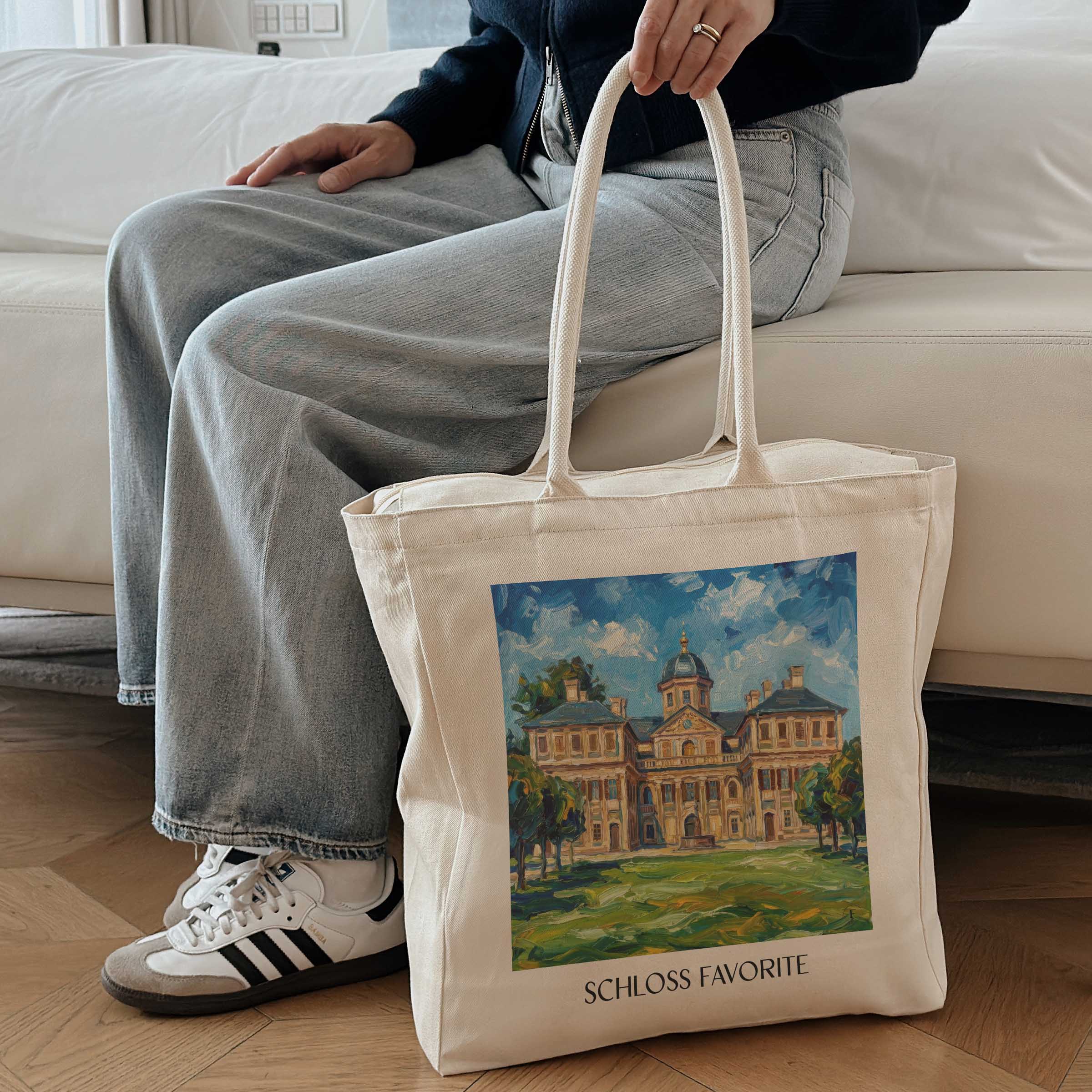 schloss-favorite-rastatt-deutschland-einkaufstasche-oil-painting-oelgemaelde