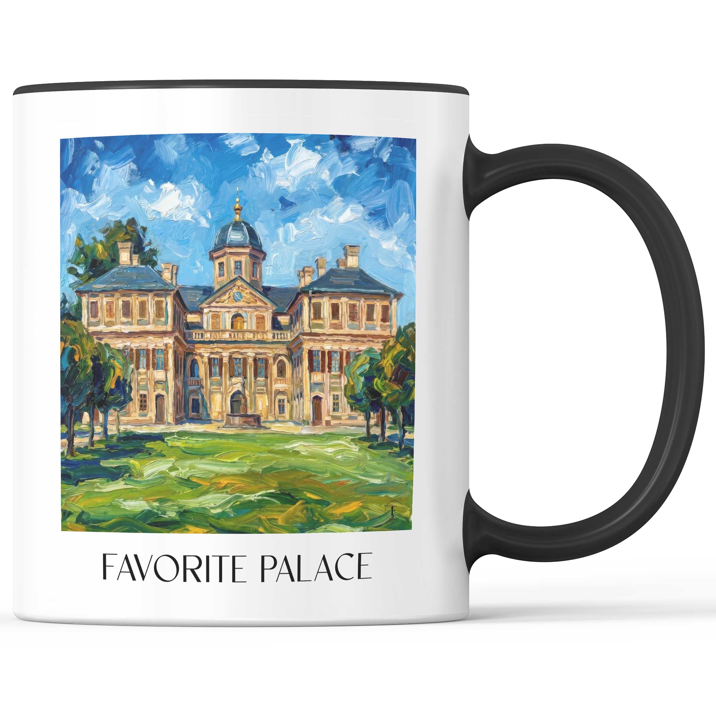 Schloss Favorite Kaffeebecher - Rastatt - Deutschland Becher - Kaffeetasse im Ölgemälde Stil