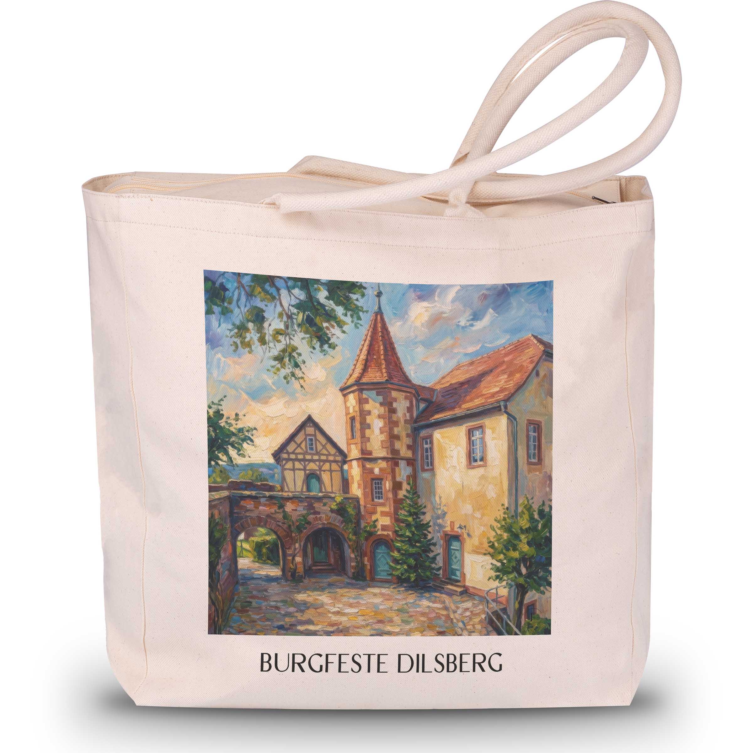 burgfeste-dilsberg-neckargmünd-deutschland-einkaufstasche-oil-painting-oelgemaelde