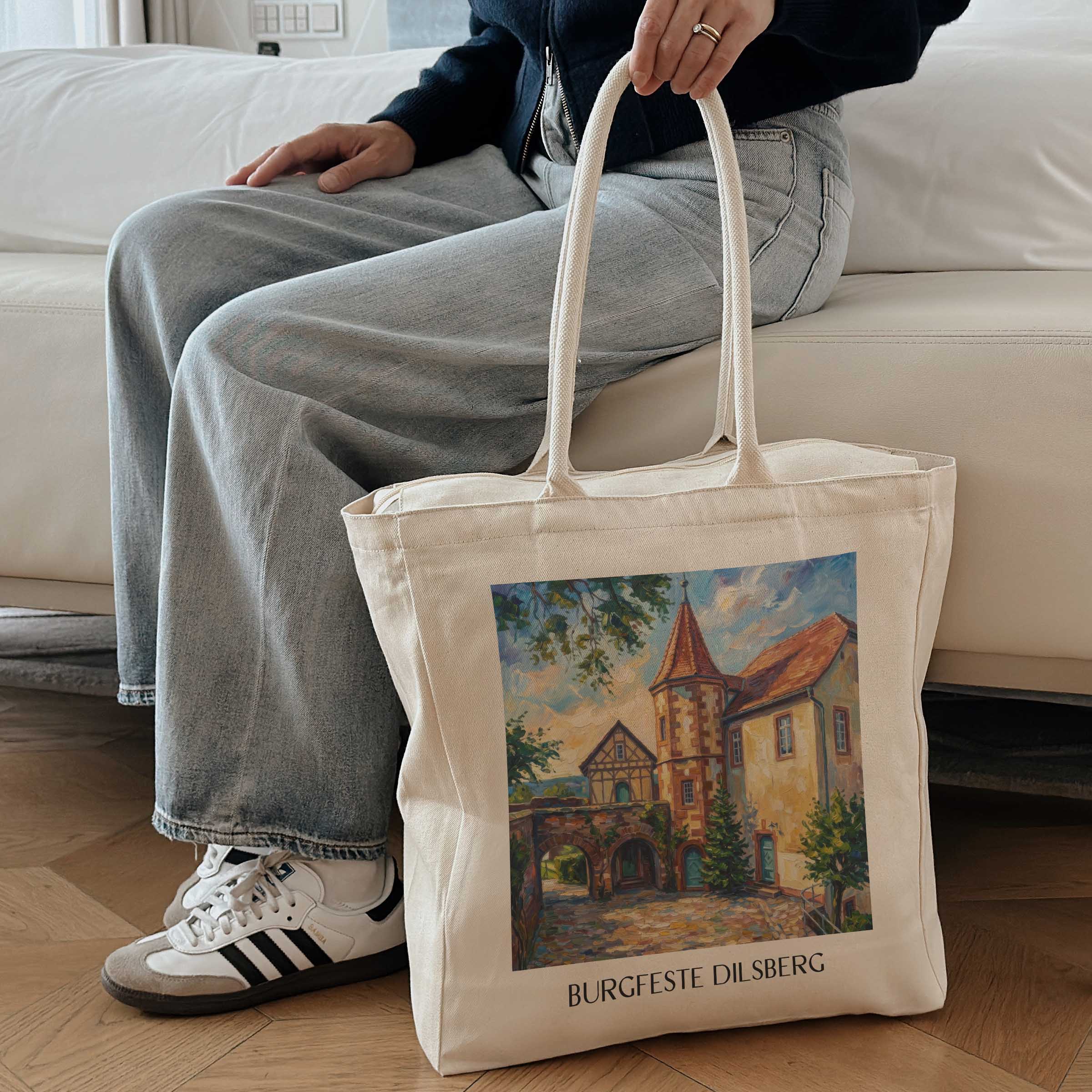 burgfeste-dilsberg-neckargmünd-deutschland-einkaufstasche-oil-painting-oelgemaelde