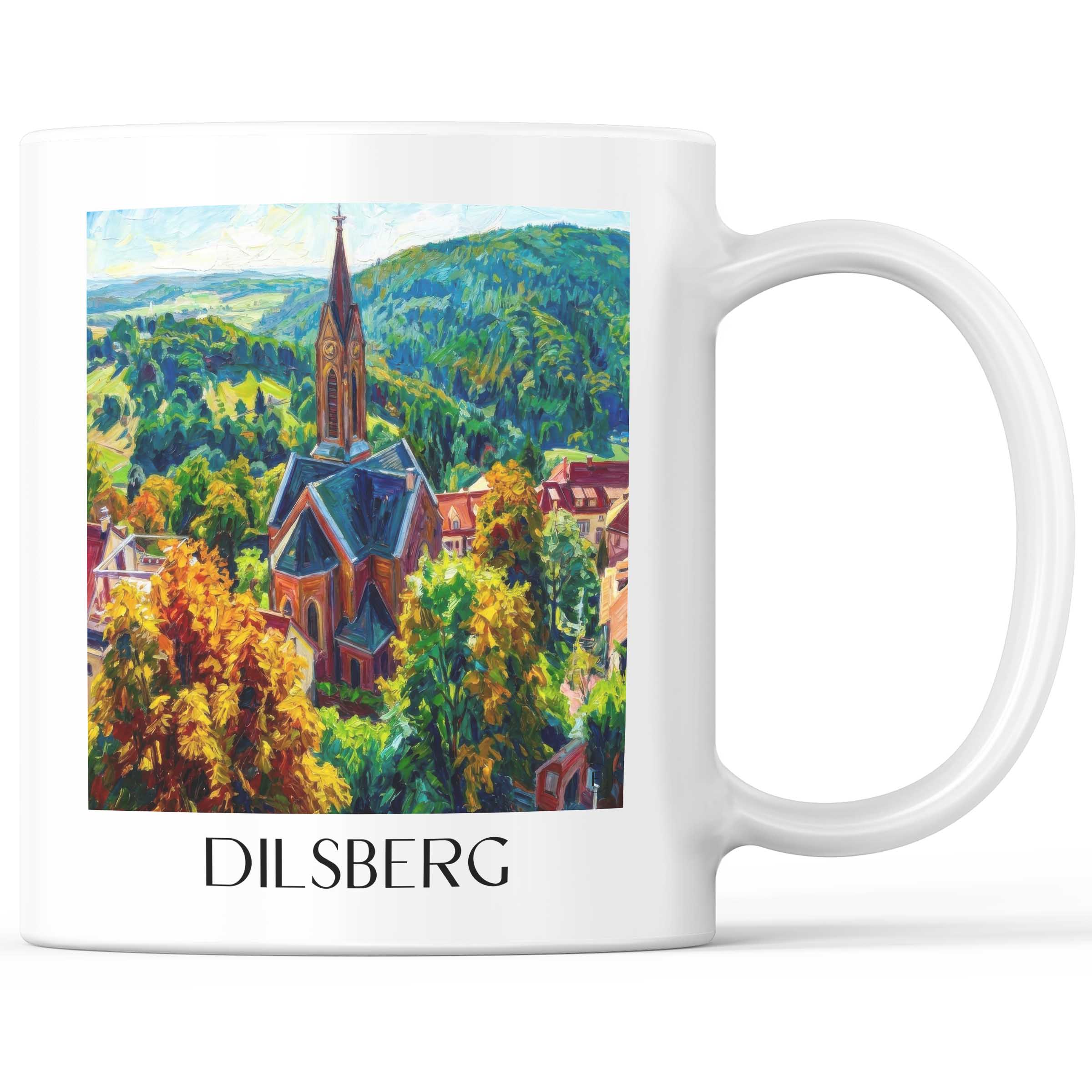 Dilsberg Kaffeebecher - Neckartal - Deutschland Becher - Kaffeetasse im Ölgemälde Stil