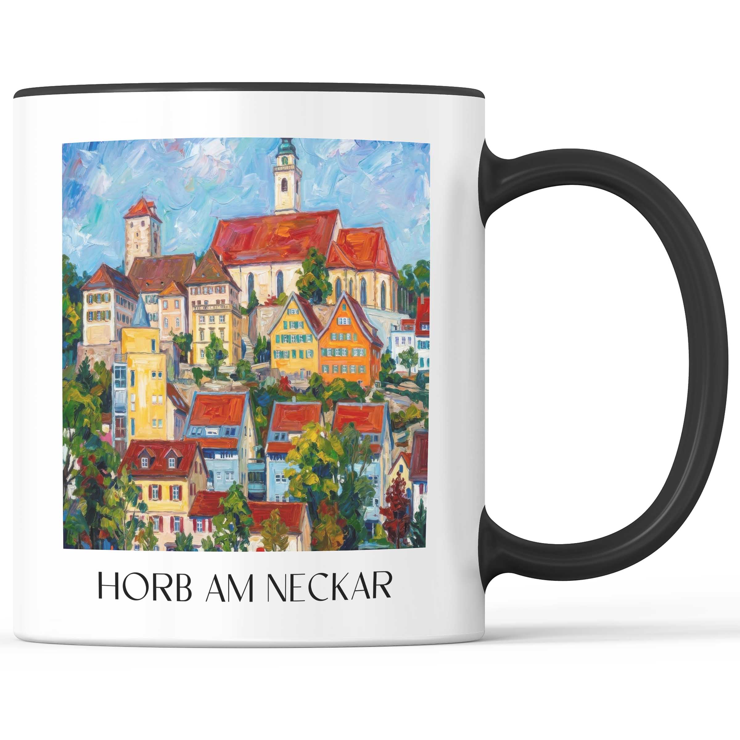 Horb am Neckar Kaffeebecher - Neckartal - Deutschland Becher - Kaffeetasse im Ölgemälde Stil