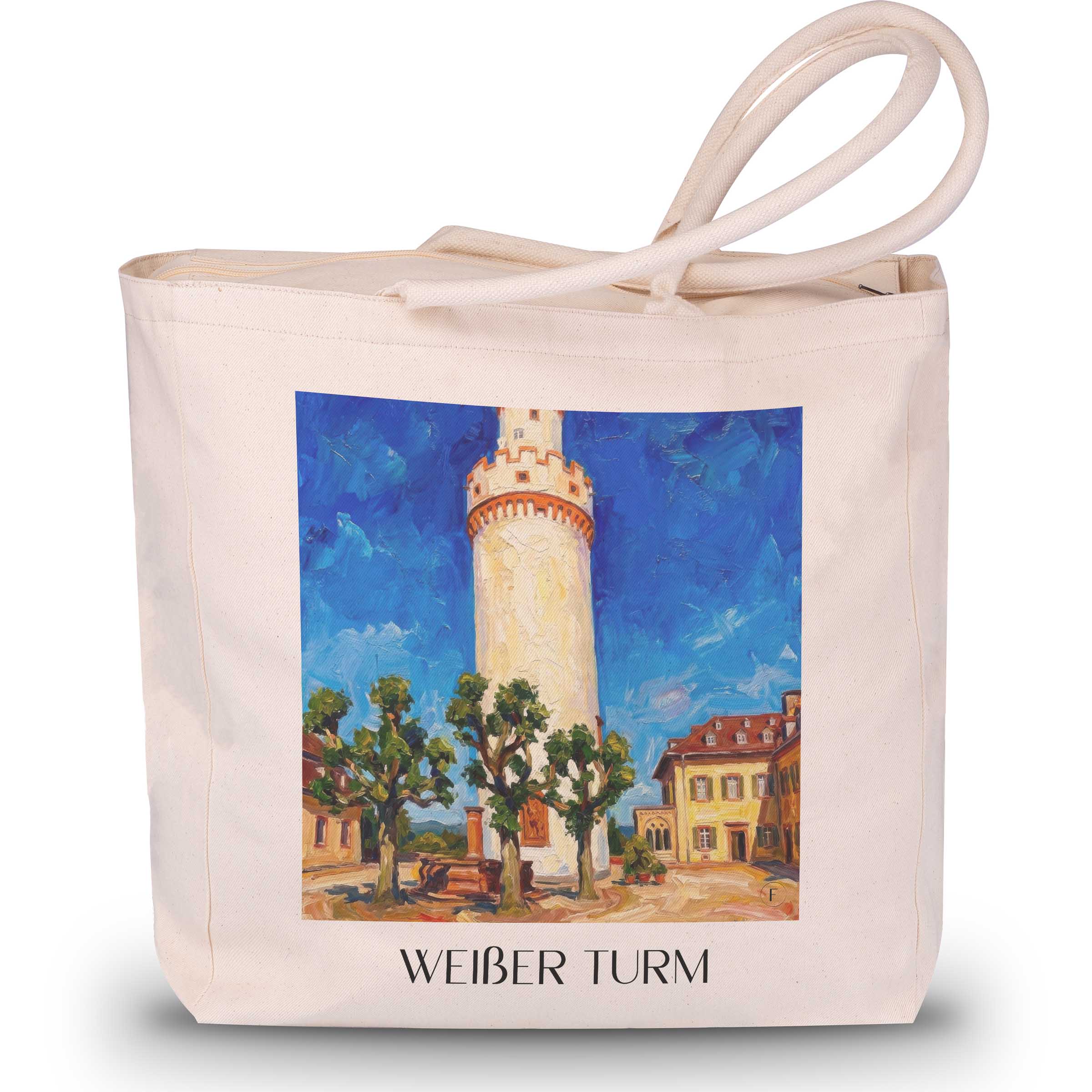 weißer-turm-bad-homburg-deutschland-einkaufstasche-oil-painting-oelgemaelde