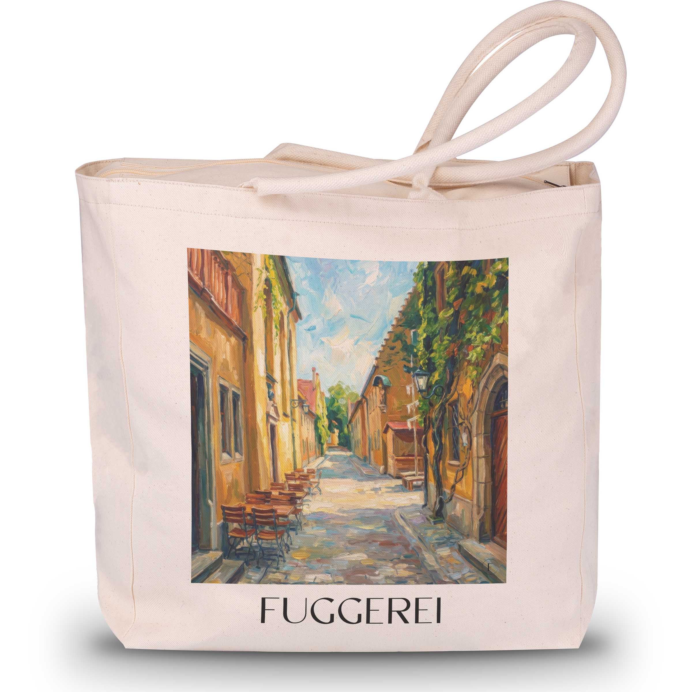 Fuggerei Shopping Tasche - Augsburg - Deutschland Tote Bag - Einkaufstasche im Ölgemälde Stil