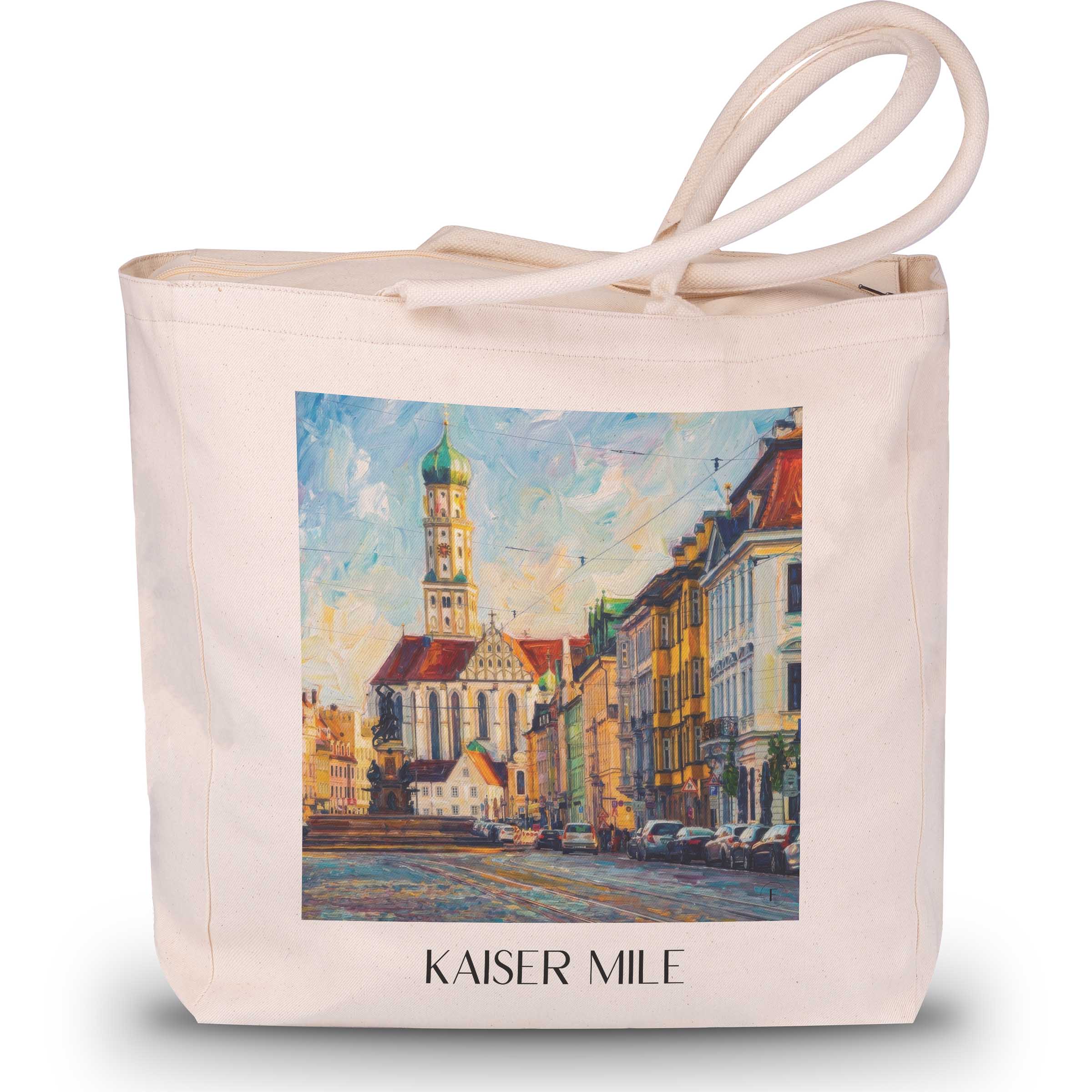 Kaisermeile Shopping Tasche - Augsburg - Deutschland Tote Bag - Einkaufstasche im Ölgemälde Stil