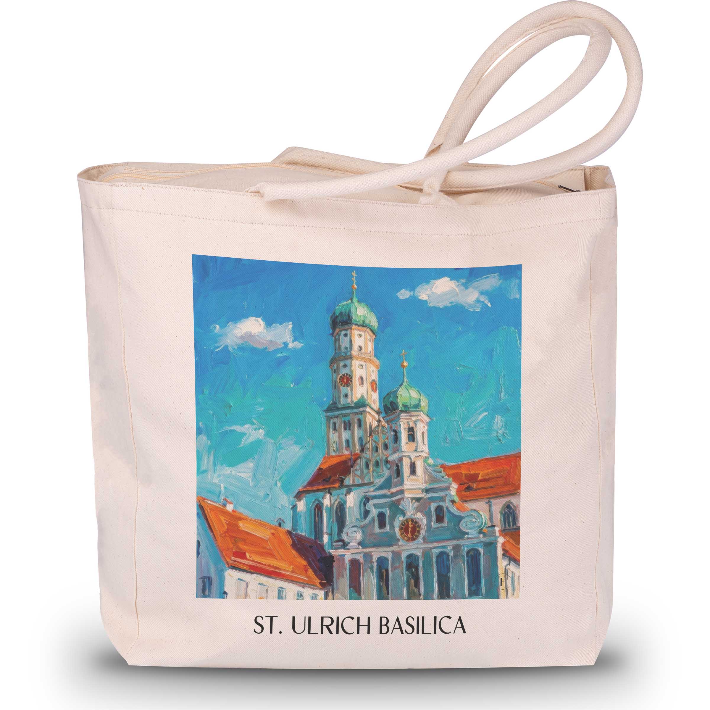 Basilika St. Ulrich Shopping Tasche - Augsburg - Deutschland Tote Bag - Einkaufstasche im Ölgemälde Stil