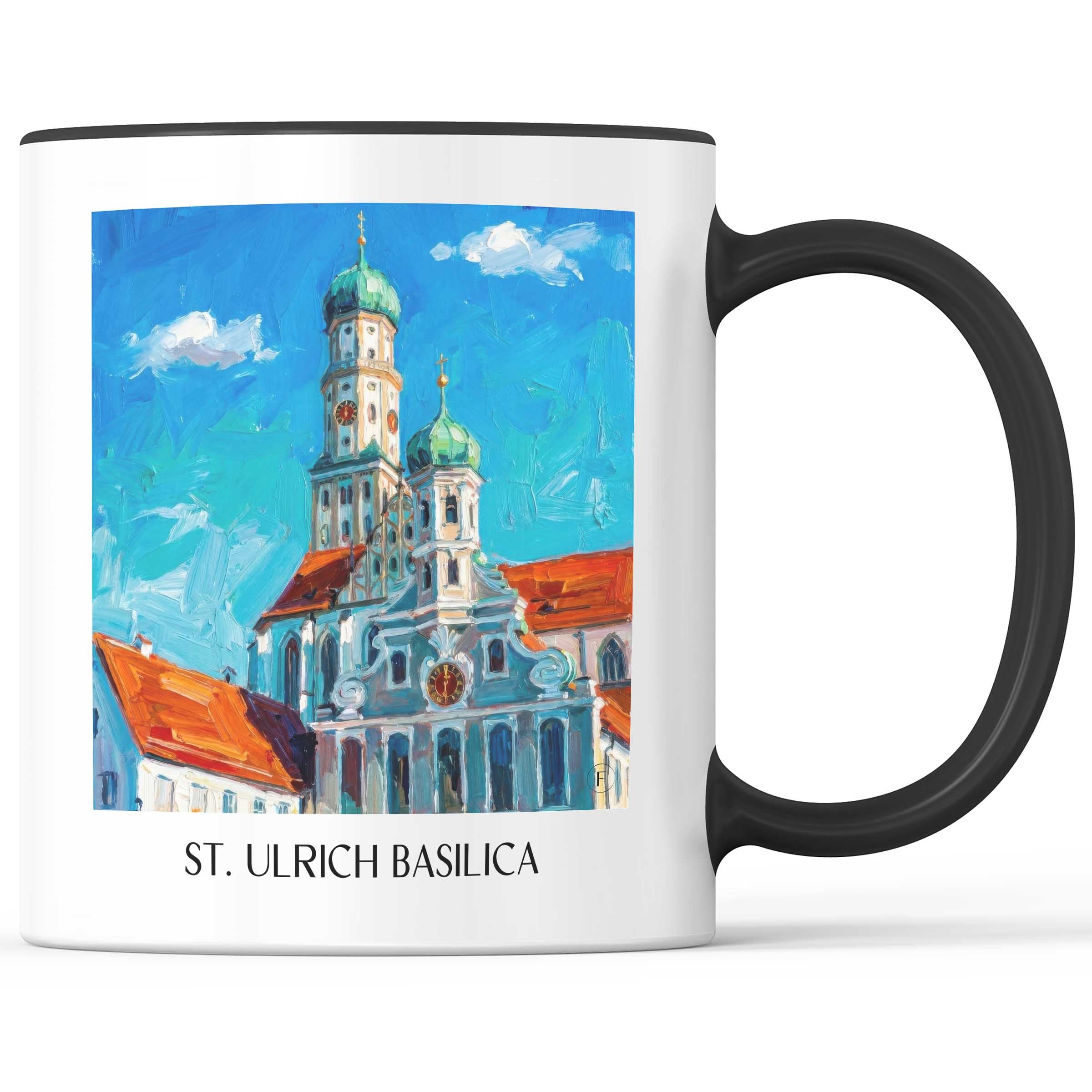 Basilika St. Ulrich Kaffeebecher - Augsburg - Deutschland Becher - Kaffeetasse im Ölgemälde Stil
