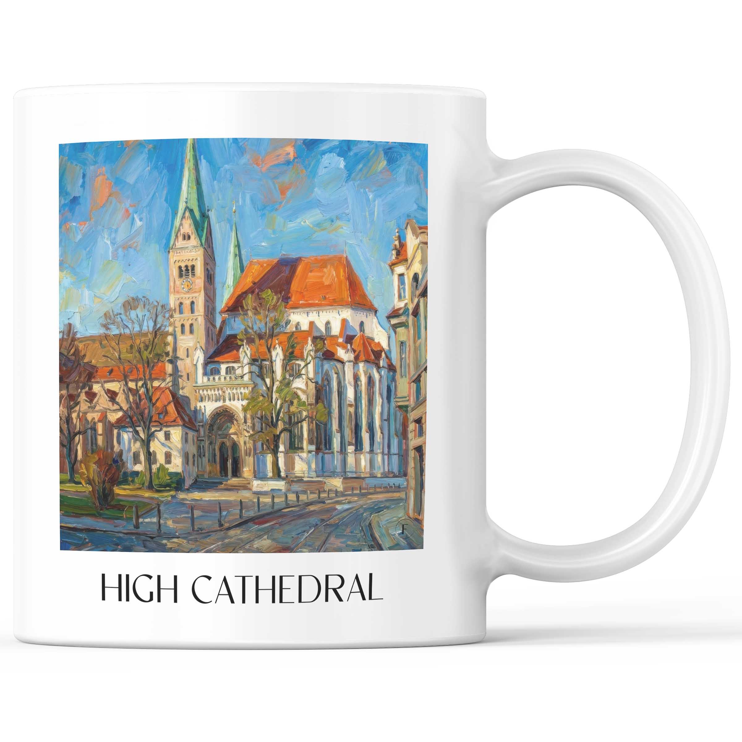Hoher Dom Kaffeebecher - Augsburg - Deutschland Becher - Kaffeetasse im Ölgemälde Stil