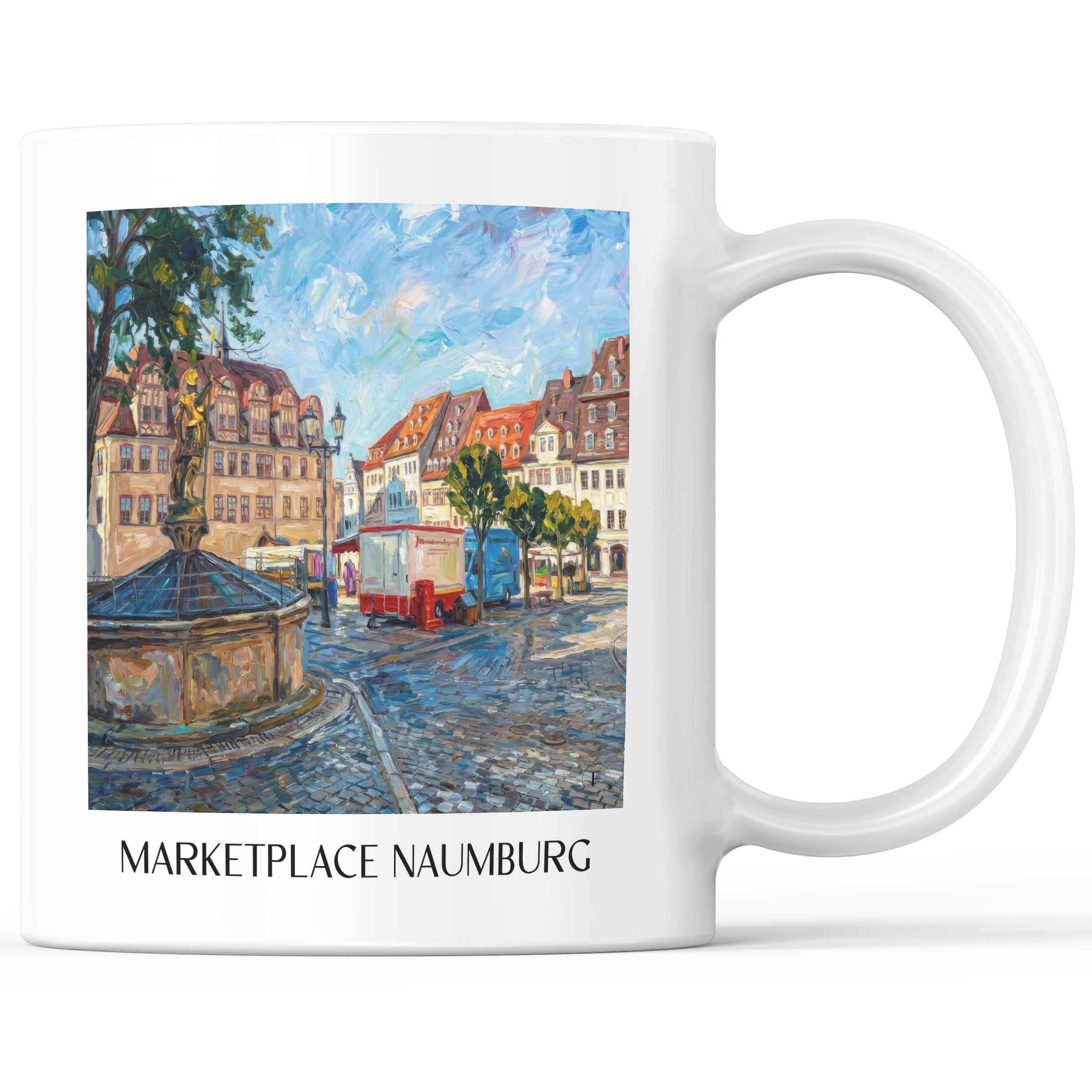 Marktplatz Kaffeebecher - Naumburg - Deutschland Becher - Kaffeetasse im Ölgemälde Stil
