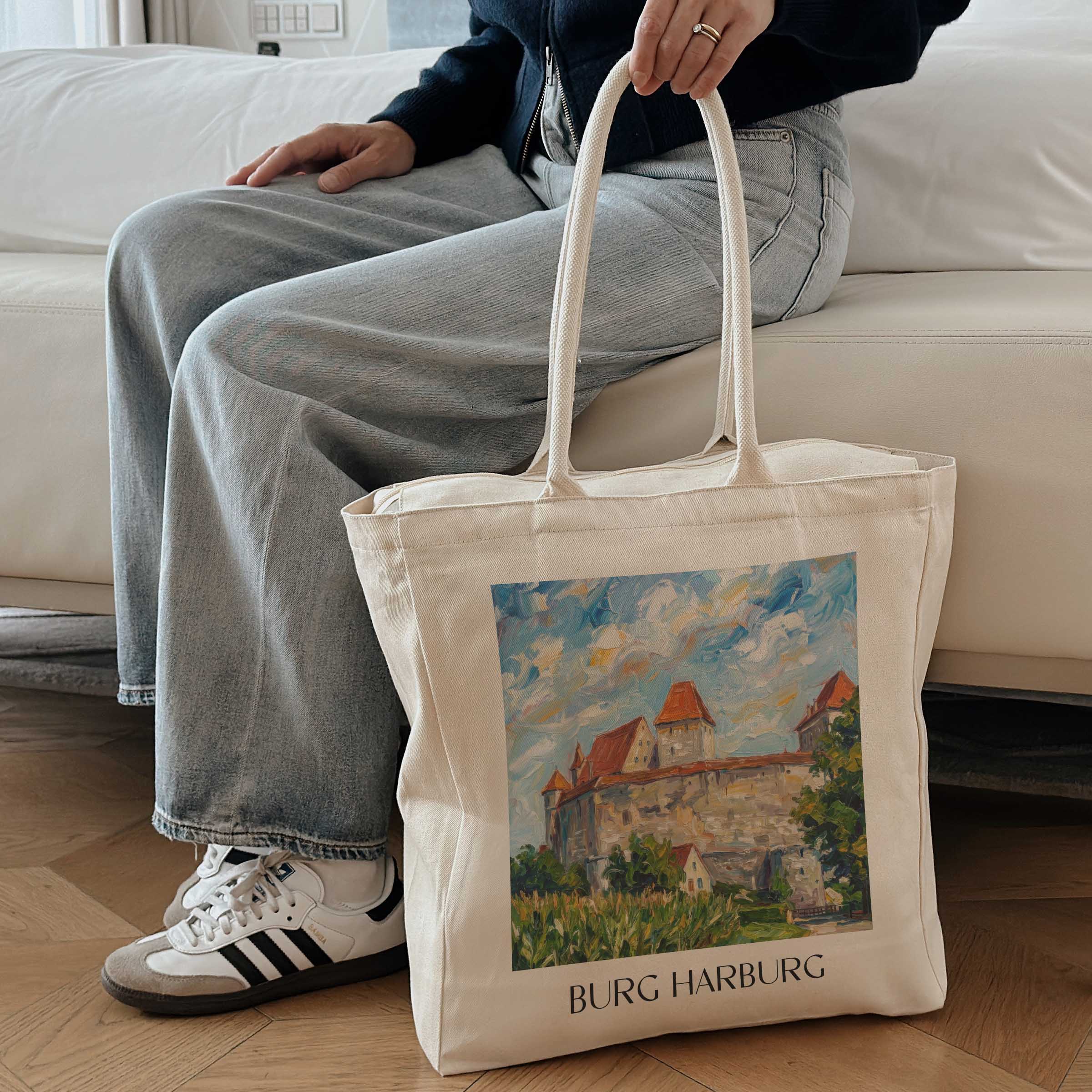 burg-harburg-schwaben-deutschland-einkaufstasche-oil-painting-oelgemaelde