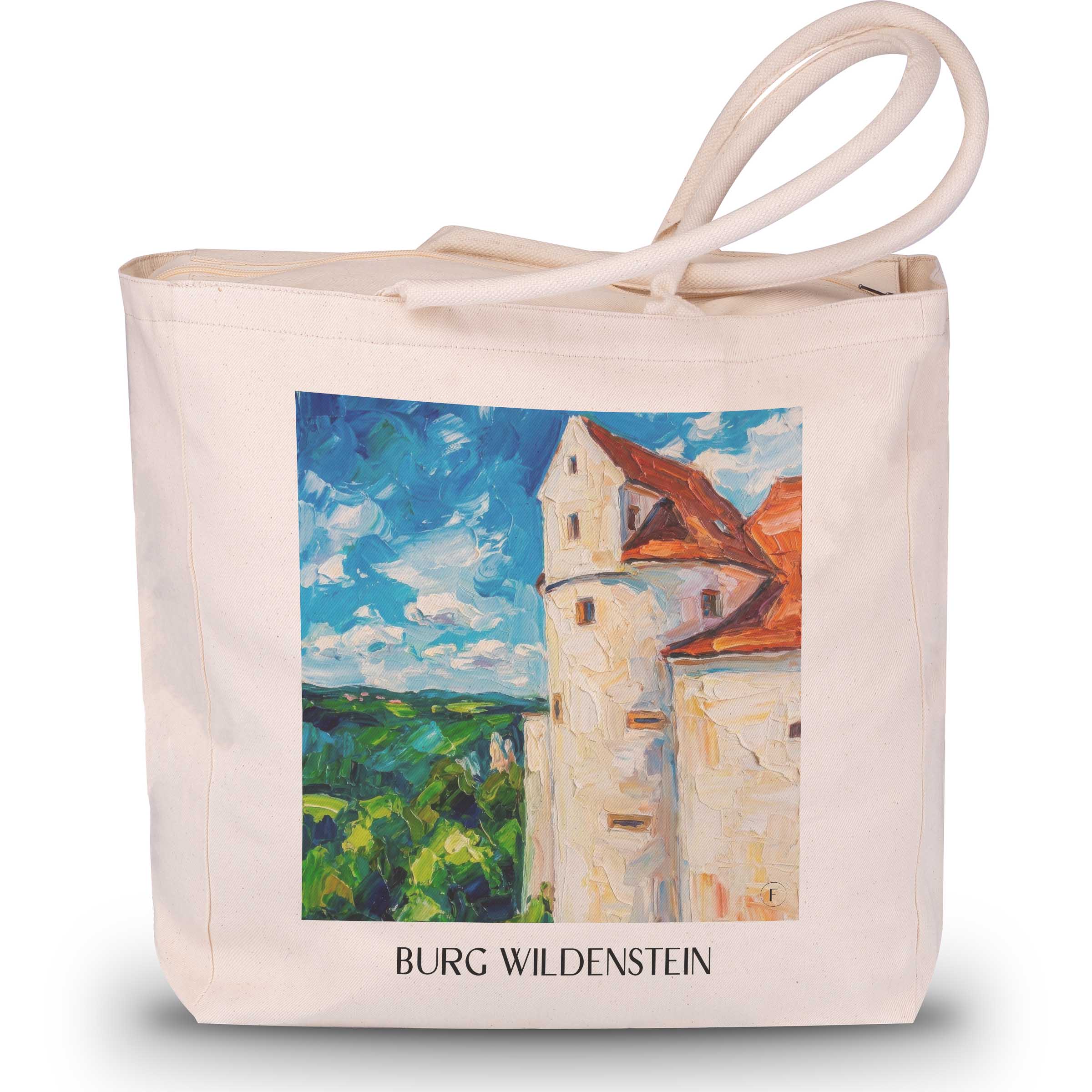 burg-wildenstein-schwäbische-alb-deutschland-einkaufstasche-oil-painting-oelgemaelde
