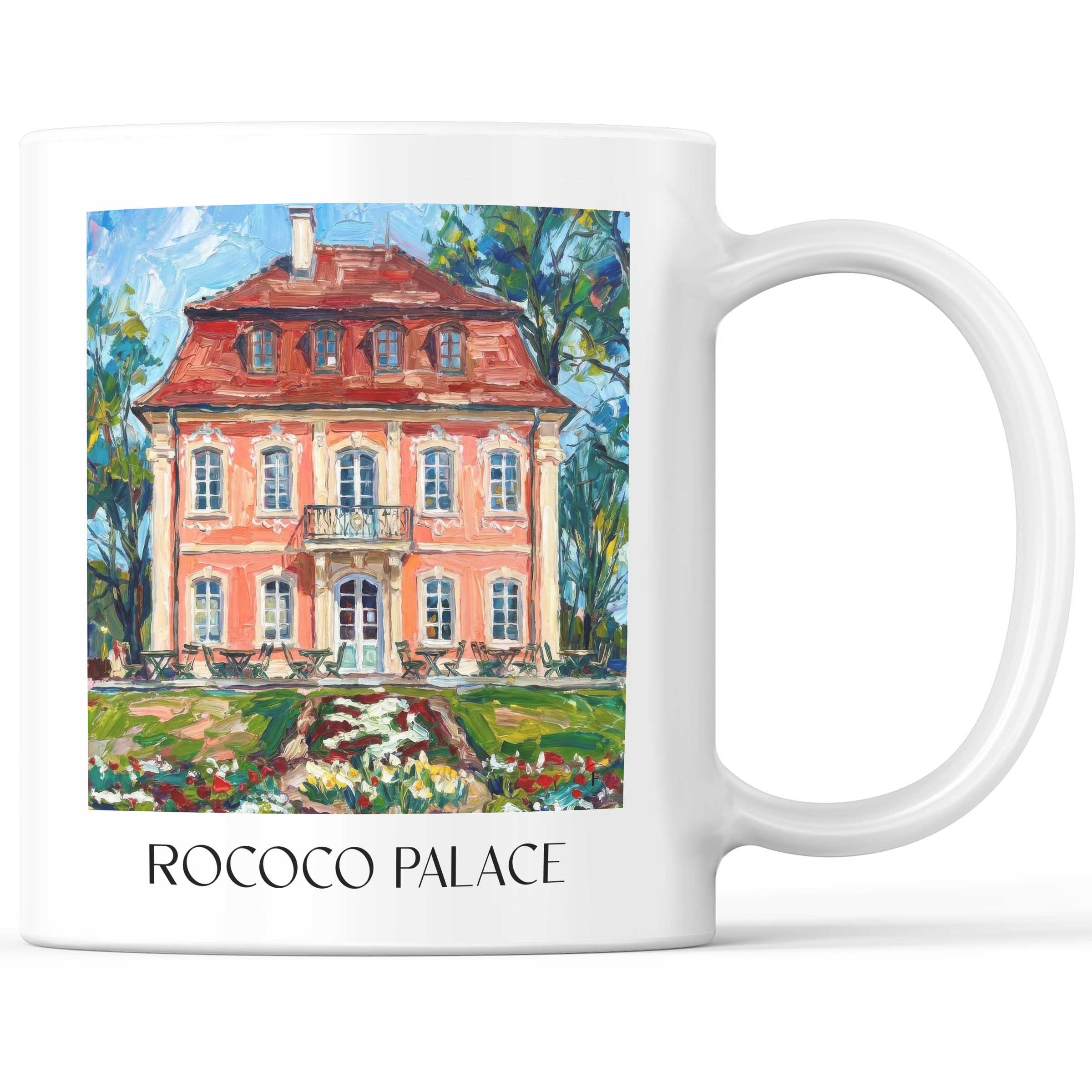 Rokokoschlösschen Kaffeebecher - Schwäbisch Gmünd - Deutschland Becher - Kaffeetasse im Ölgemälde Stil