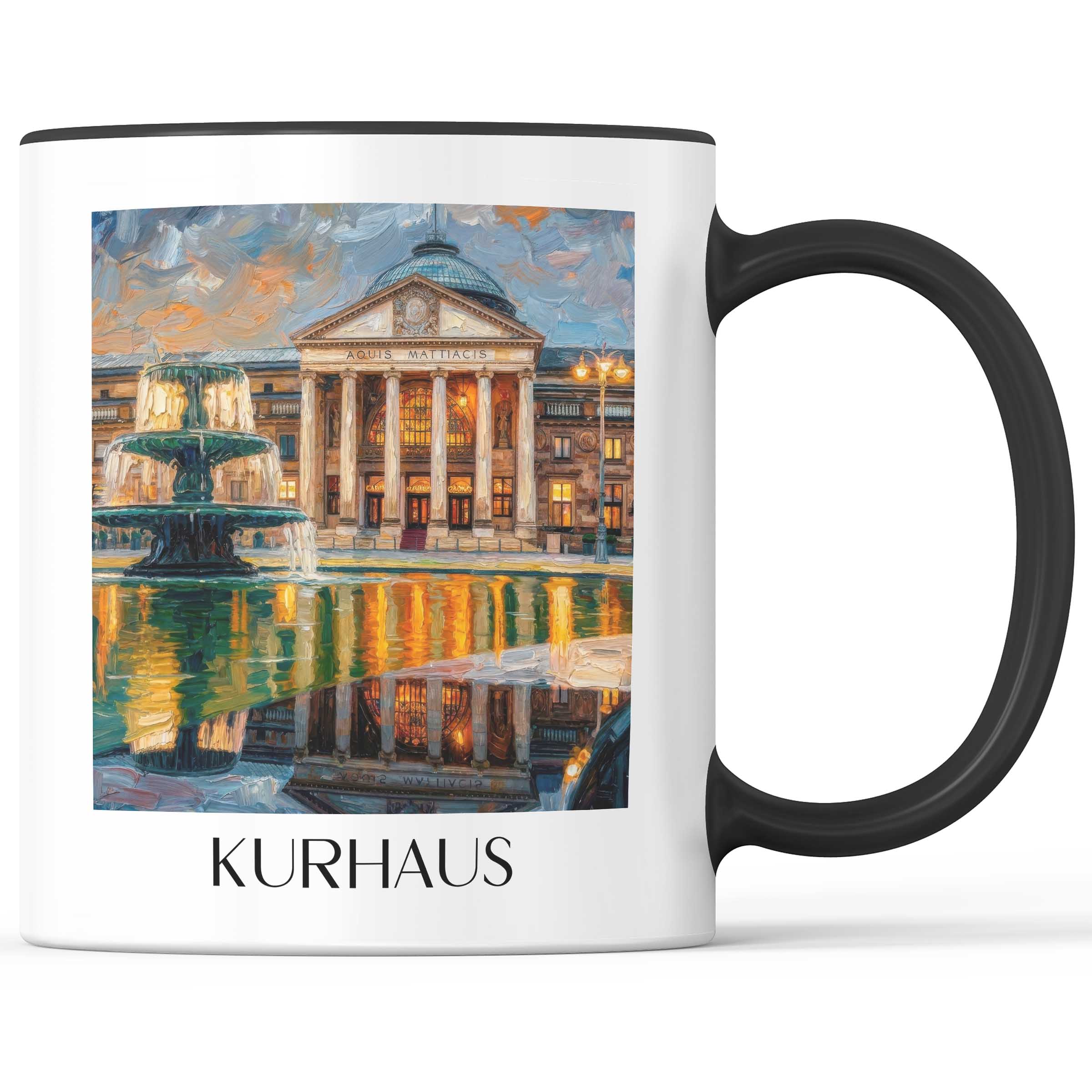 Kurhaus Kaffeebecher - Wiesbaden - Deutschland Becher - Kaffeetasse im Ölgemälde Stil