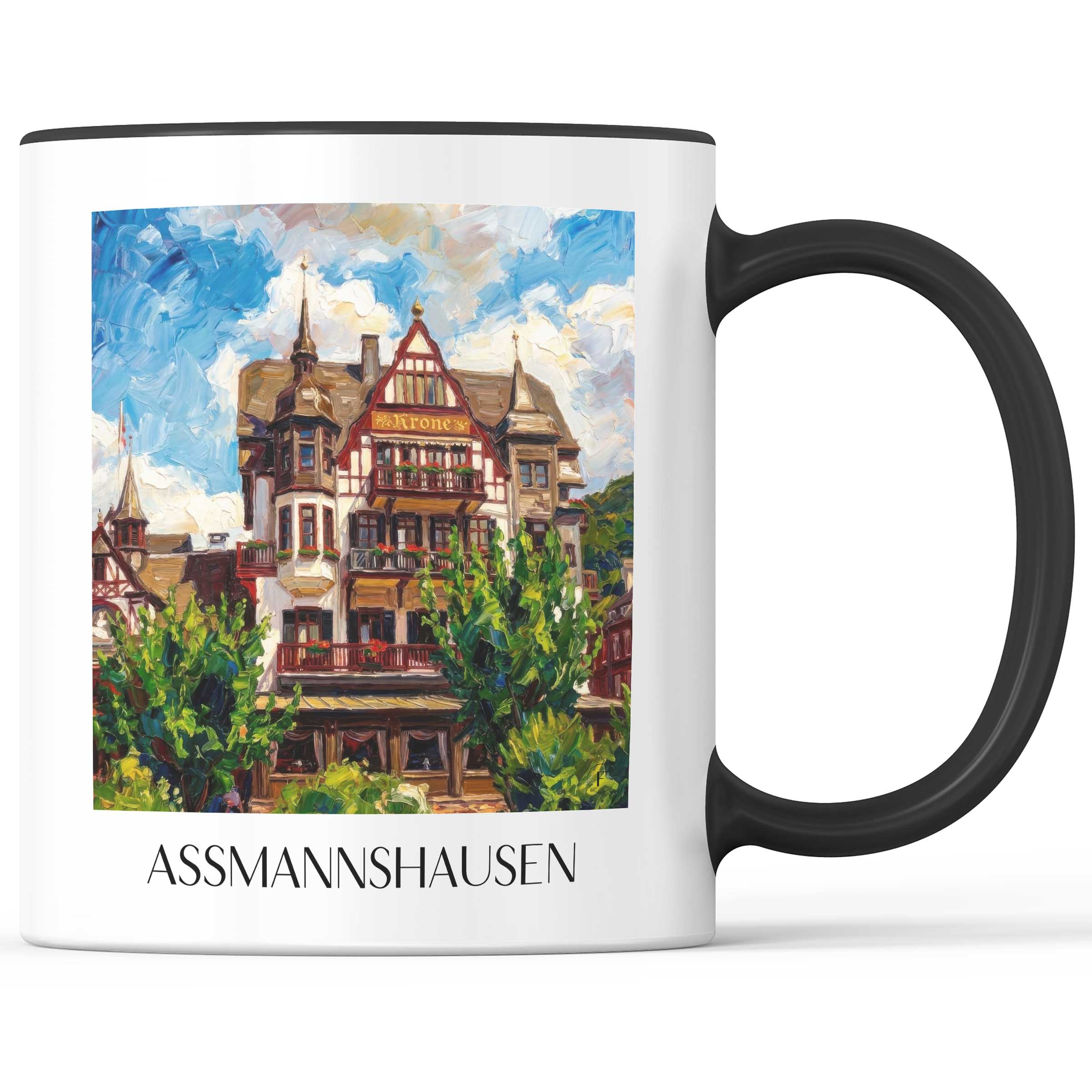 Assmanshausen Kaffeebecher - Rheingau - Deutschland Becher - Kaffeetasse im Ölgemälde Stil
