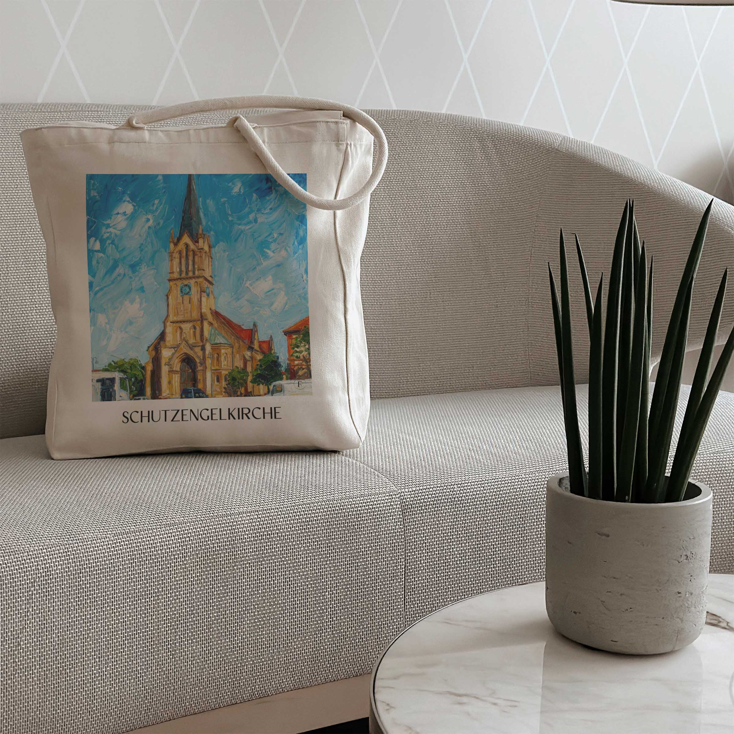 schutzengelkirche-brühl-deutschland-einkaufstasche-oil-painting-oelgemaelde