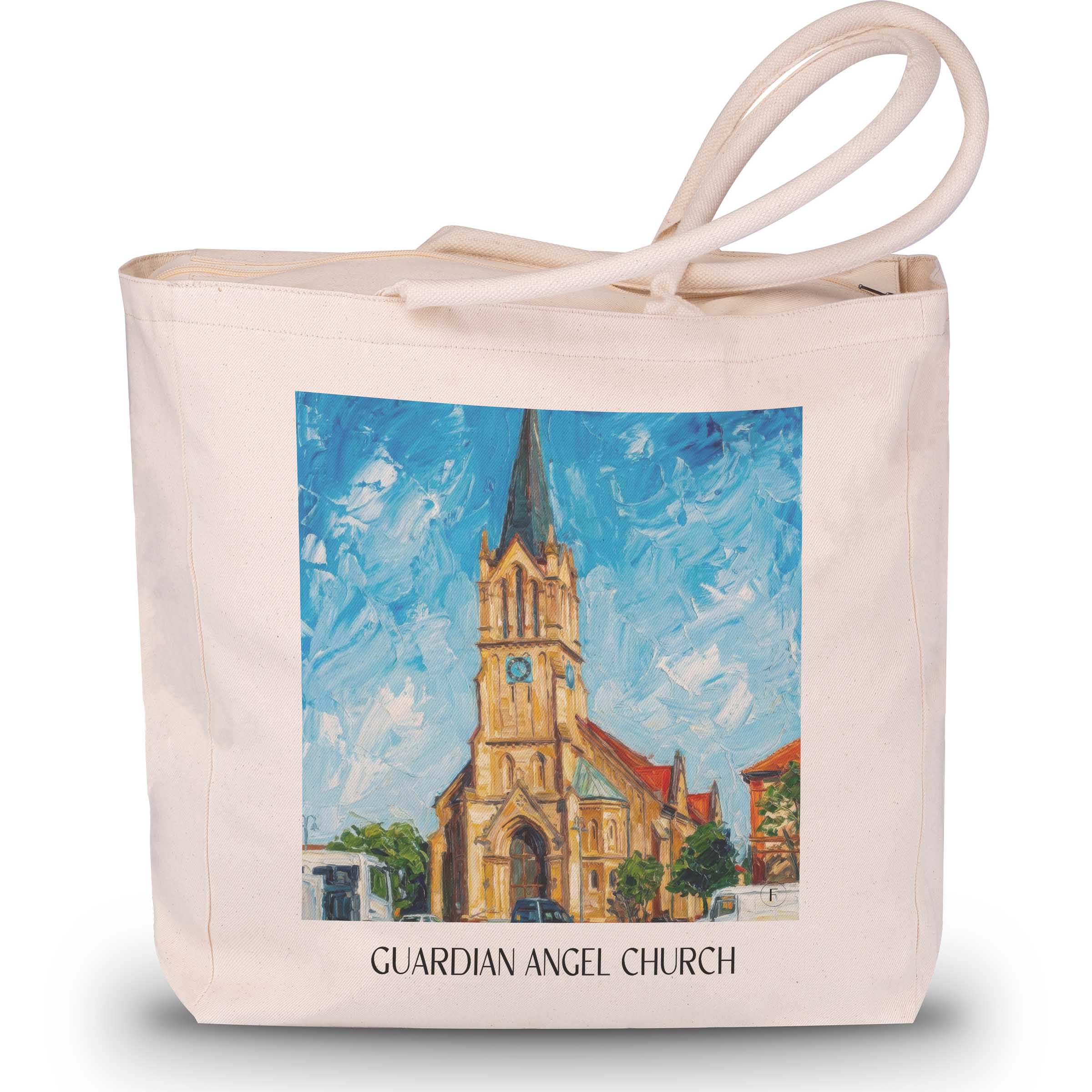 Schutzengelkirche Shopping Tasche - Brühl - Deutschland Tote Bag - Einkaufstasche im Ölgemälde Stil