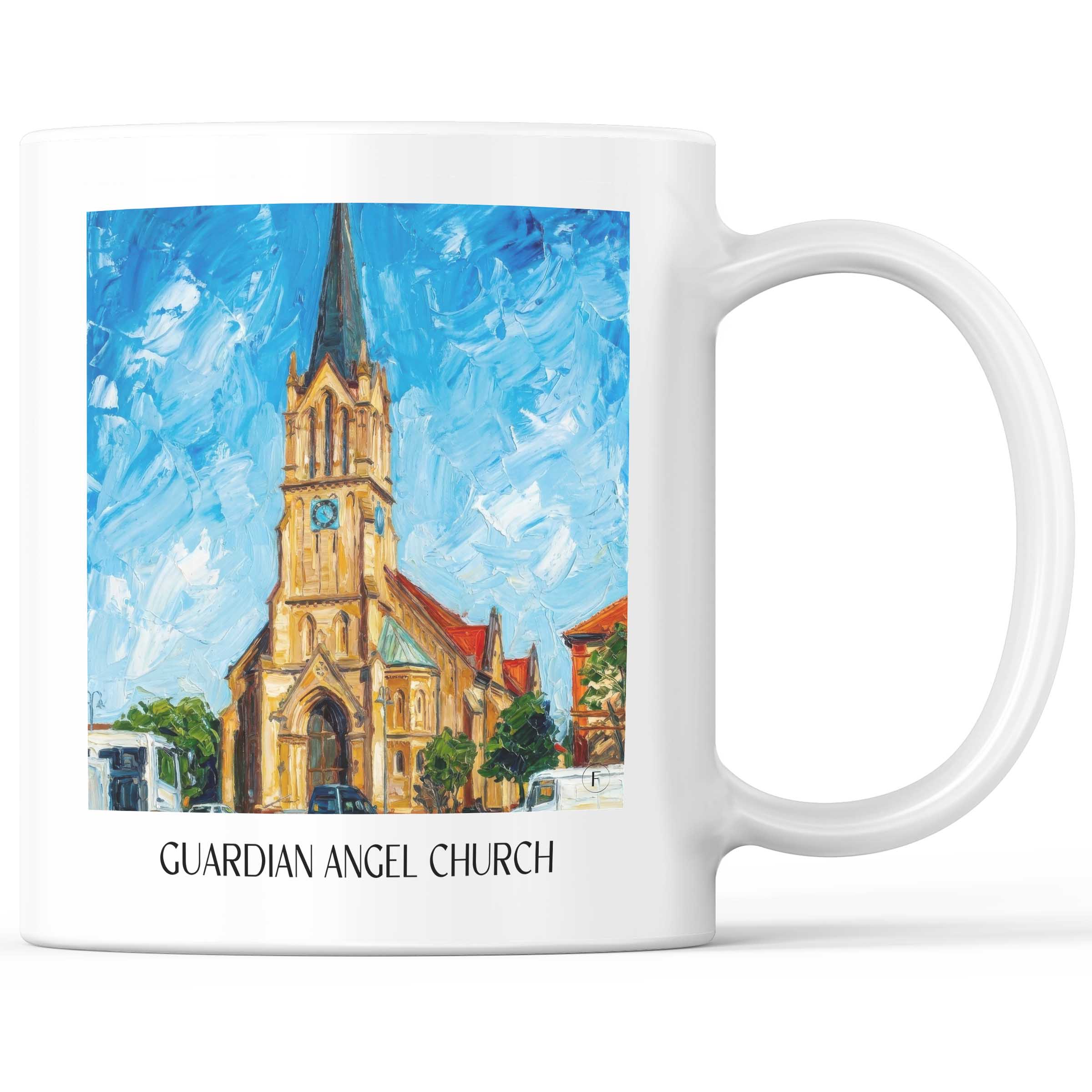 Schutzengelkirche Kaffeebecher - Brühl - Deutschland Becher - Kaffeetasse im Ölgemälde Stil