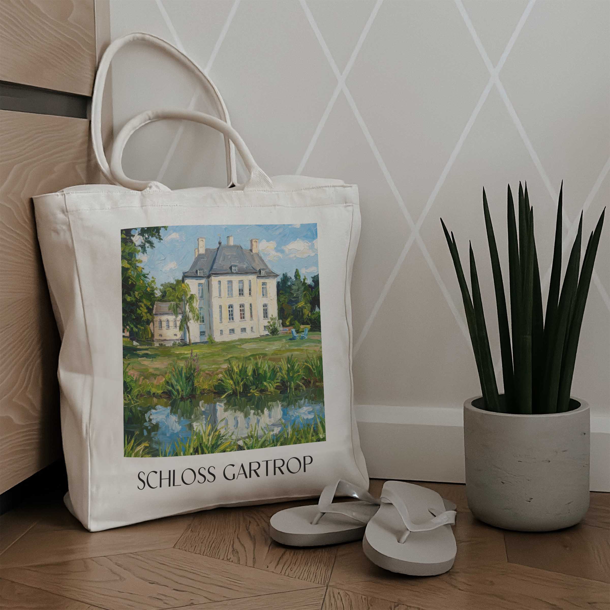 schloss-gartrop-niederrhein-deutschland-einkaufstasche-oil-painting-oelgemaelde