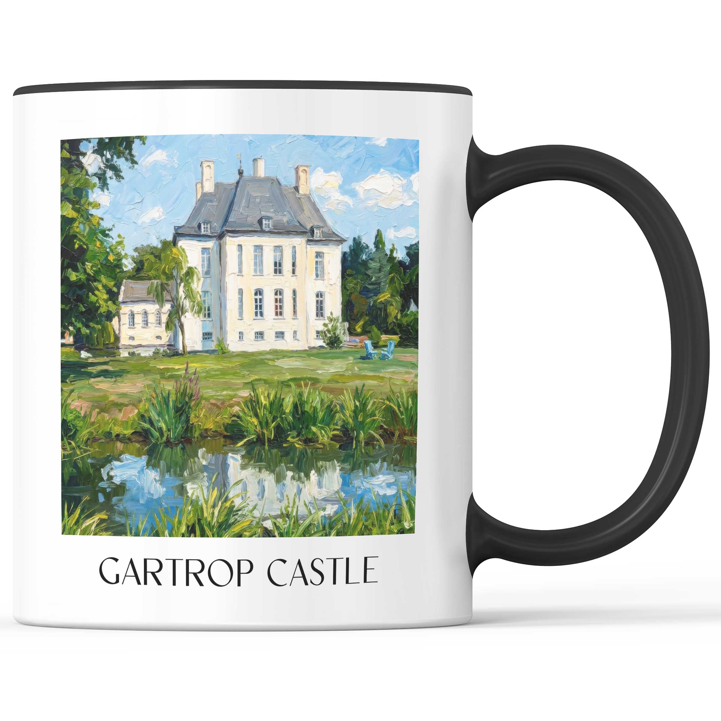 Schloss Gartrop Kaffeebecher - Niederrhein - Deutschland Becher - Kaffeetasse im Ölgemälde Stil