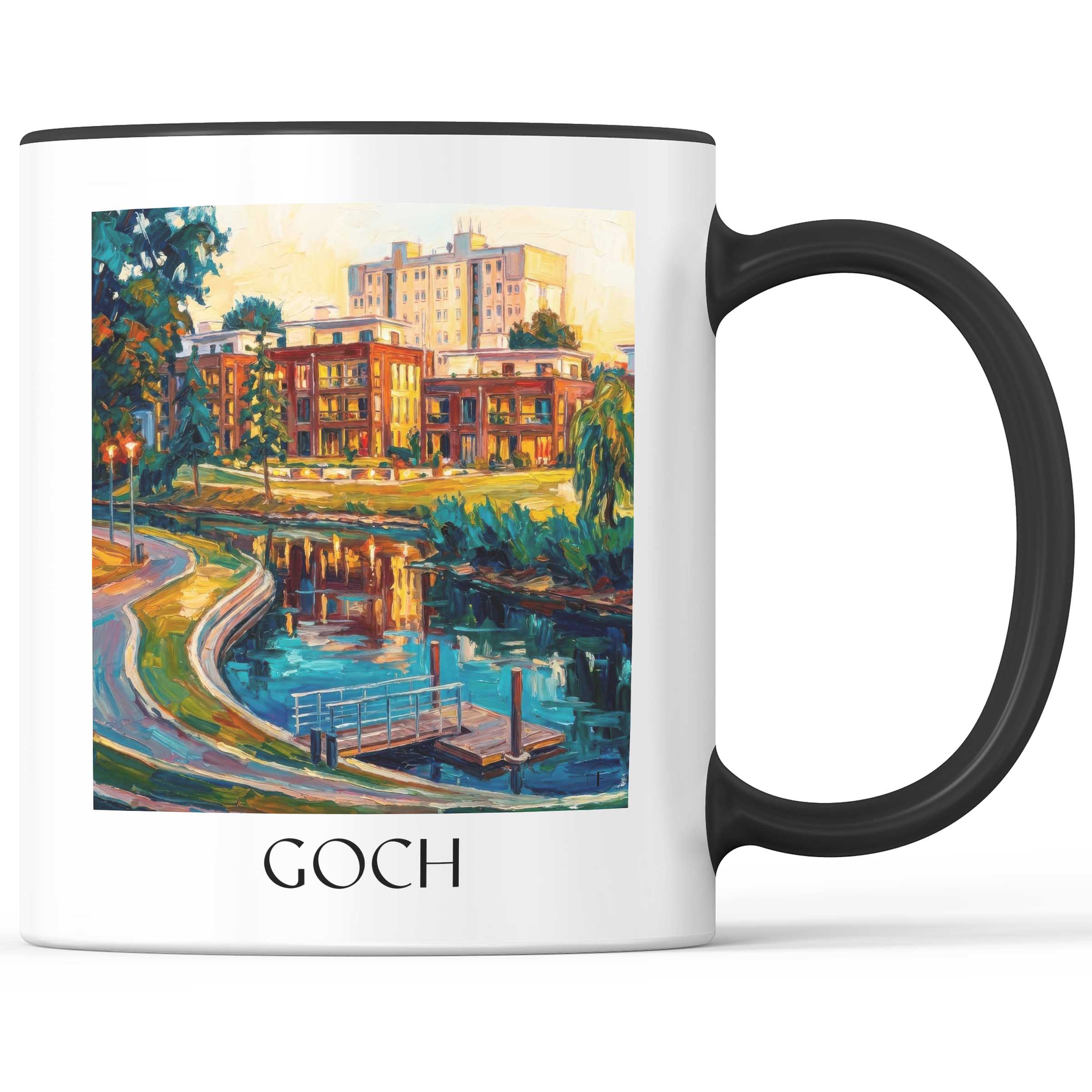 Goch Kaffeebecher - Niederrhein - Deutschland Becher - Kaffeetasse im Ölgemälde Stil