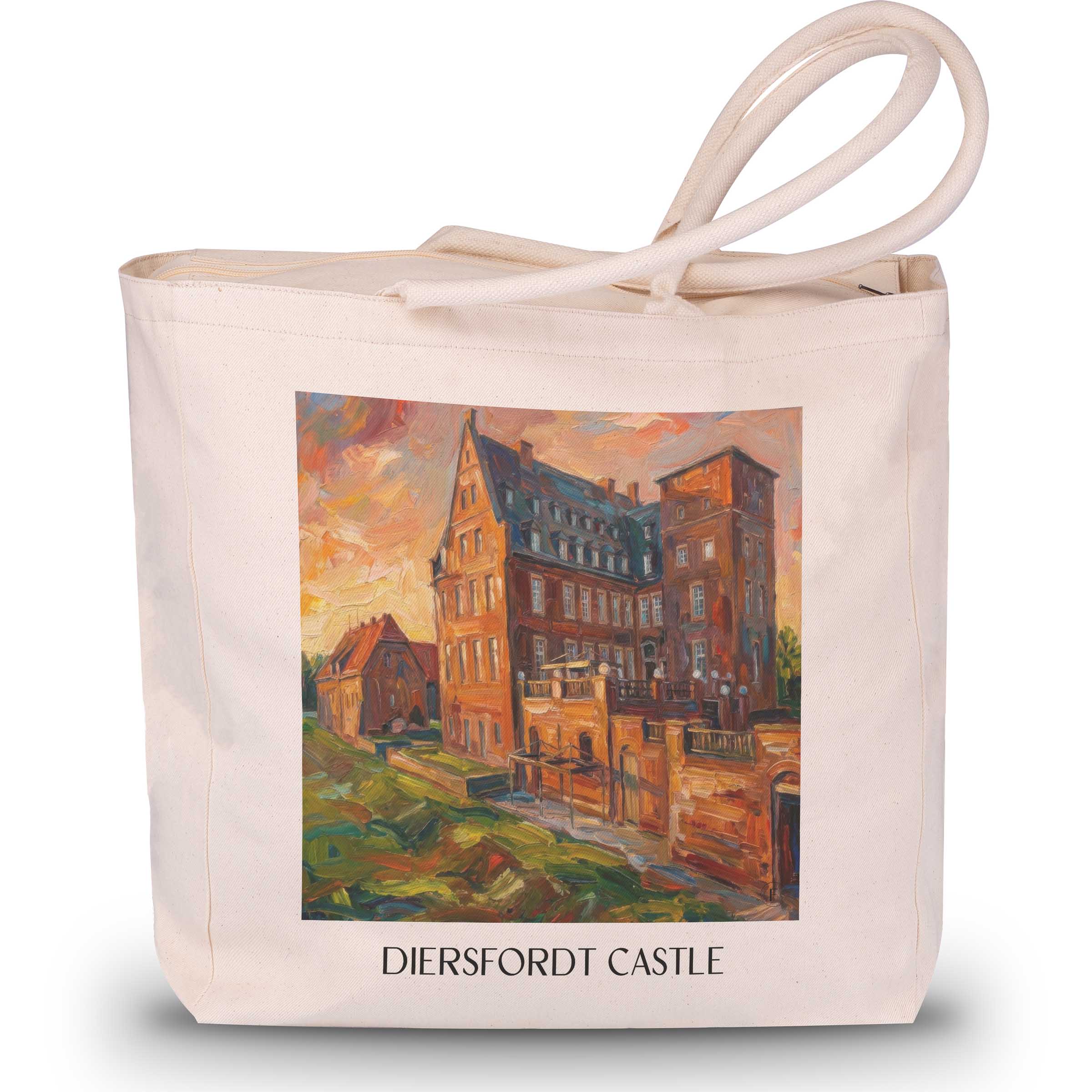 Schloss Diersfordt Shopping Tasche - Wesel - Deutschland Tote Bag - Einkaufstasche im Ölgemälde Stil