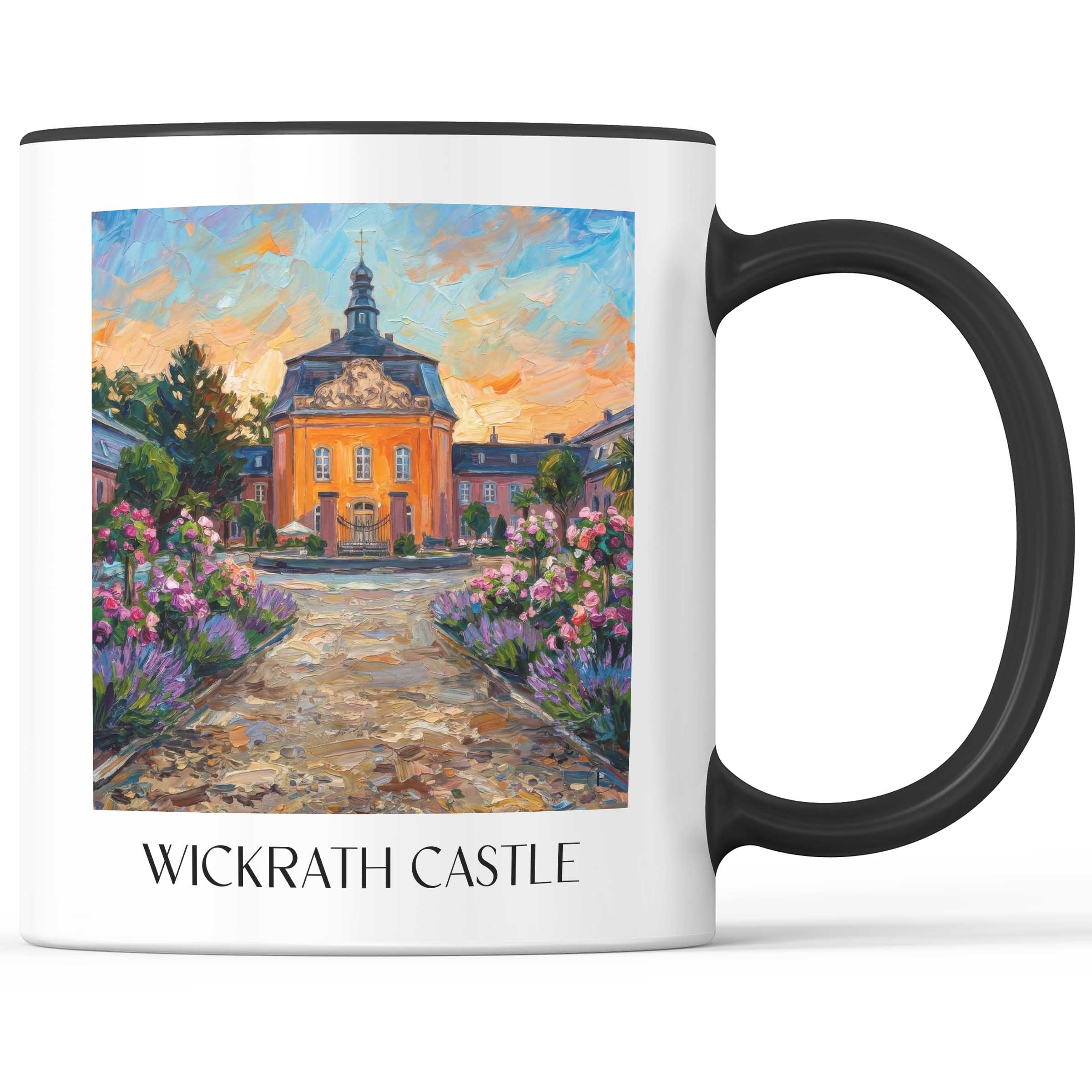 Schloss Wickrath Kaffeebecher - Möchengladbach - Deutschland Becher - Kaffeetasse im Ölgemälde Stil