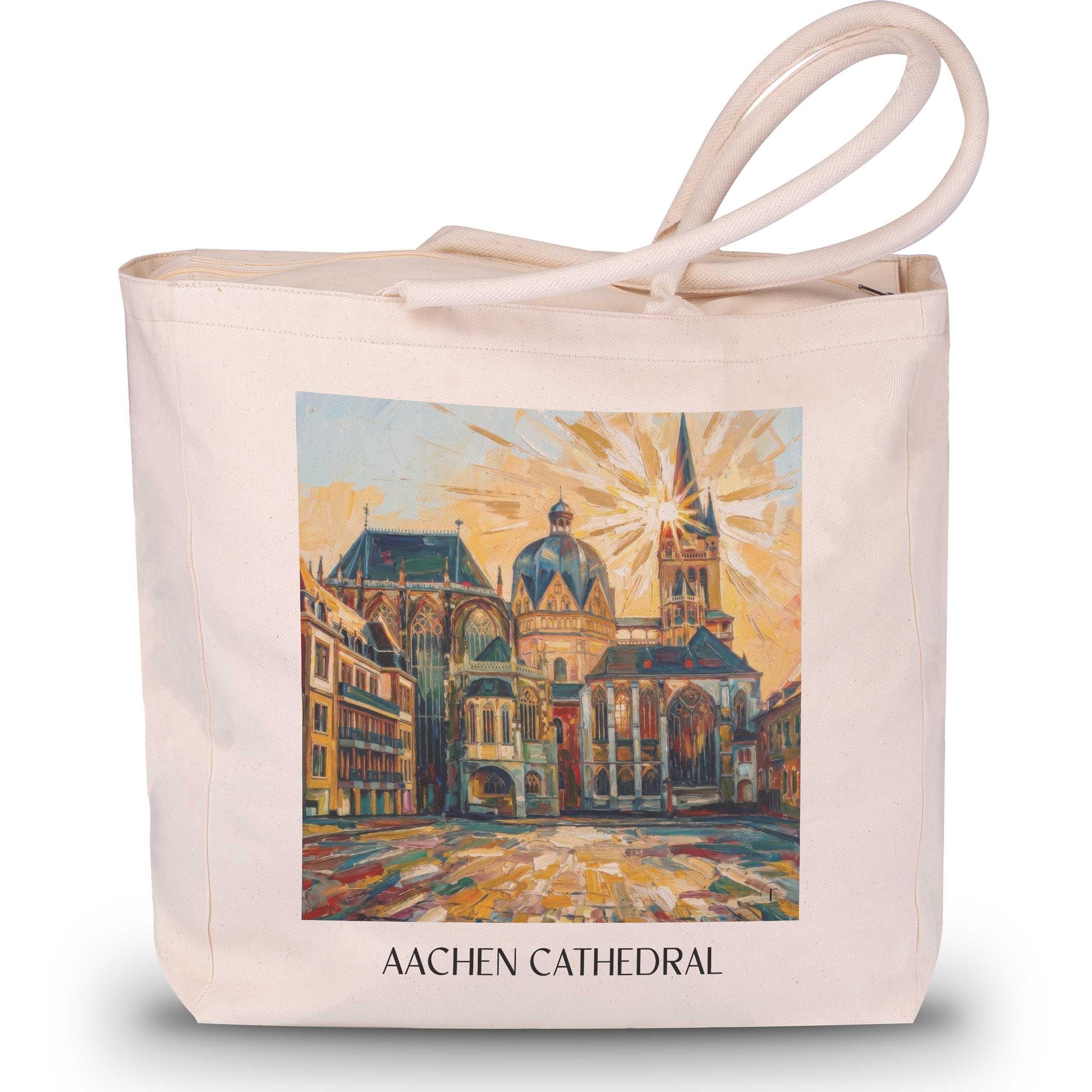 Aachener Dom Shopping Tasche - Rheinland - Deutschland Tote Bag - Einkaufstasche im Ölgemälde Stil