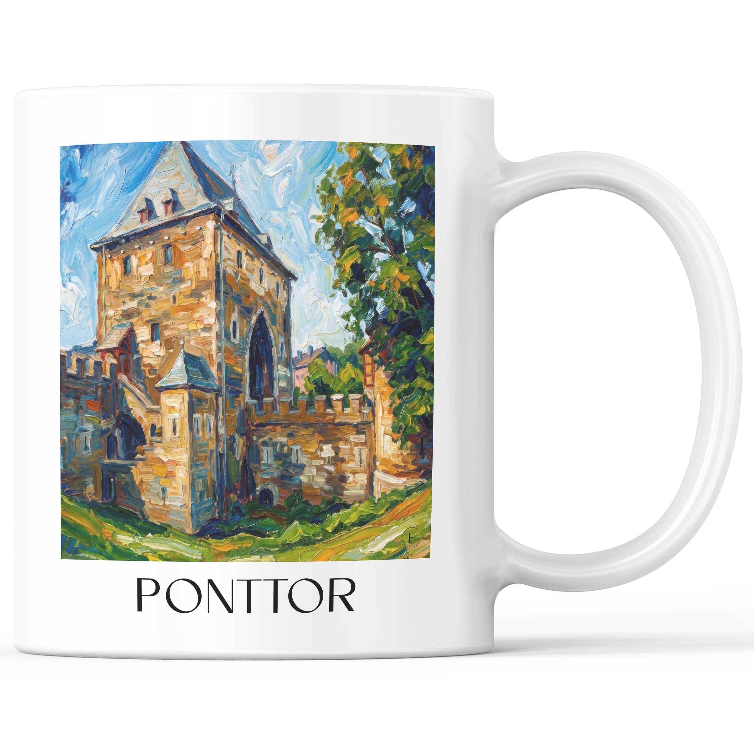 Ponttor Kaffeebecher - Aachen - Deutschland Becher - Kaffeetasse im Ölgemälde Stil