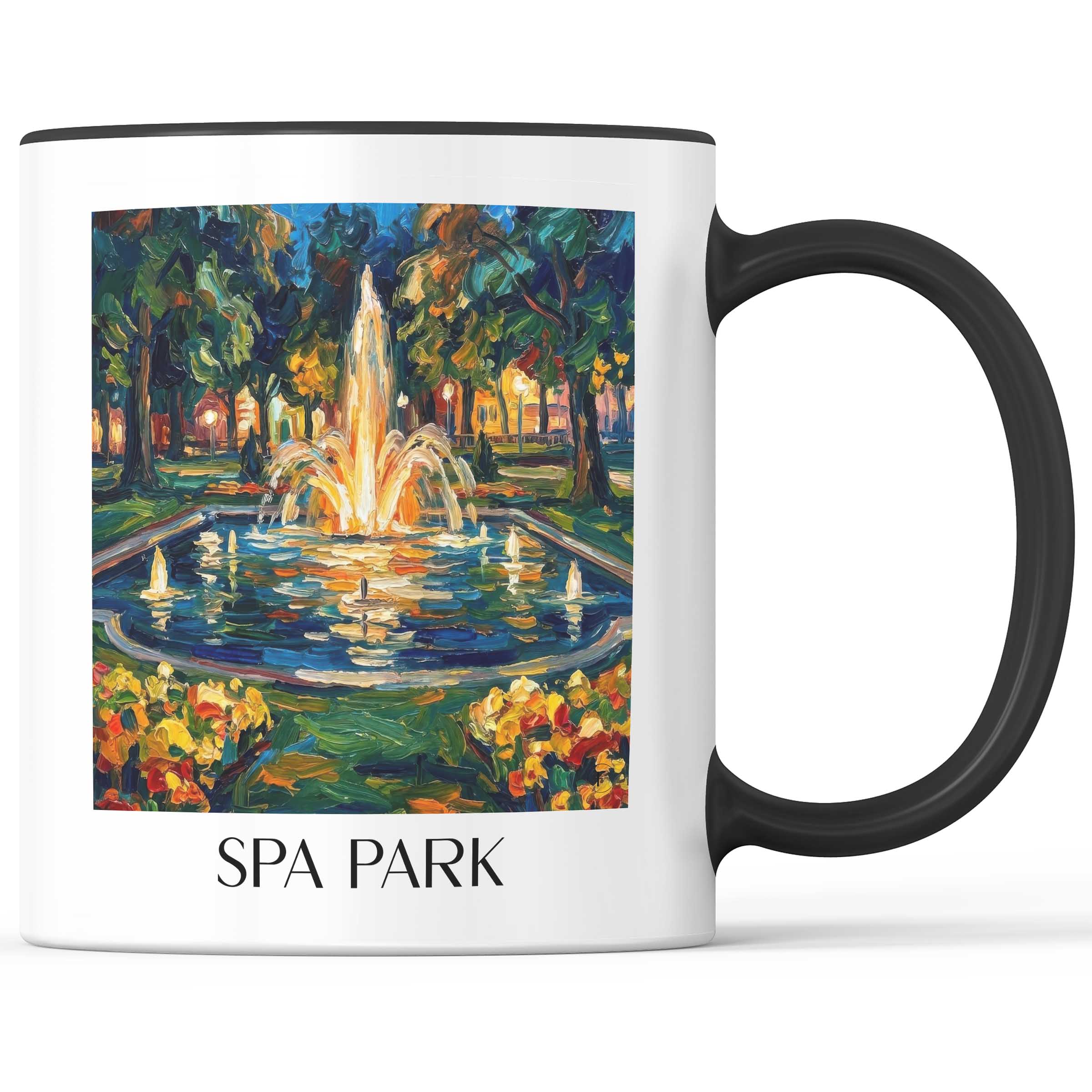 Kurpark Kaffeebecher - Aachen - Deutschland Becher - Kaffeetasse im Ölgemälde Stil
