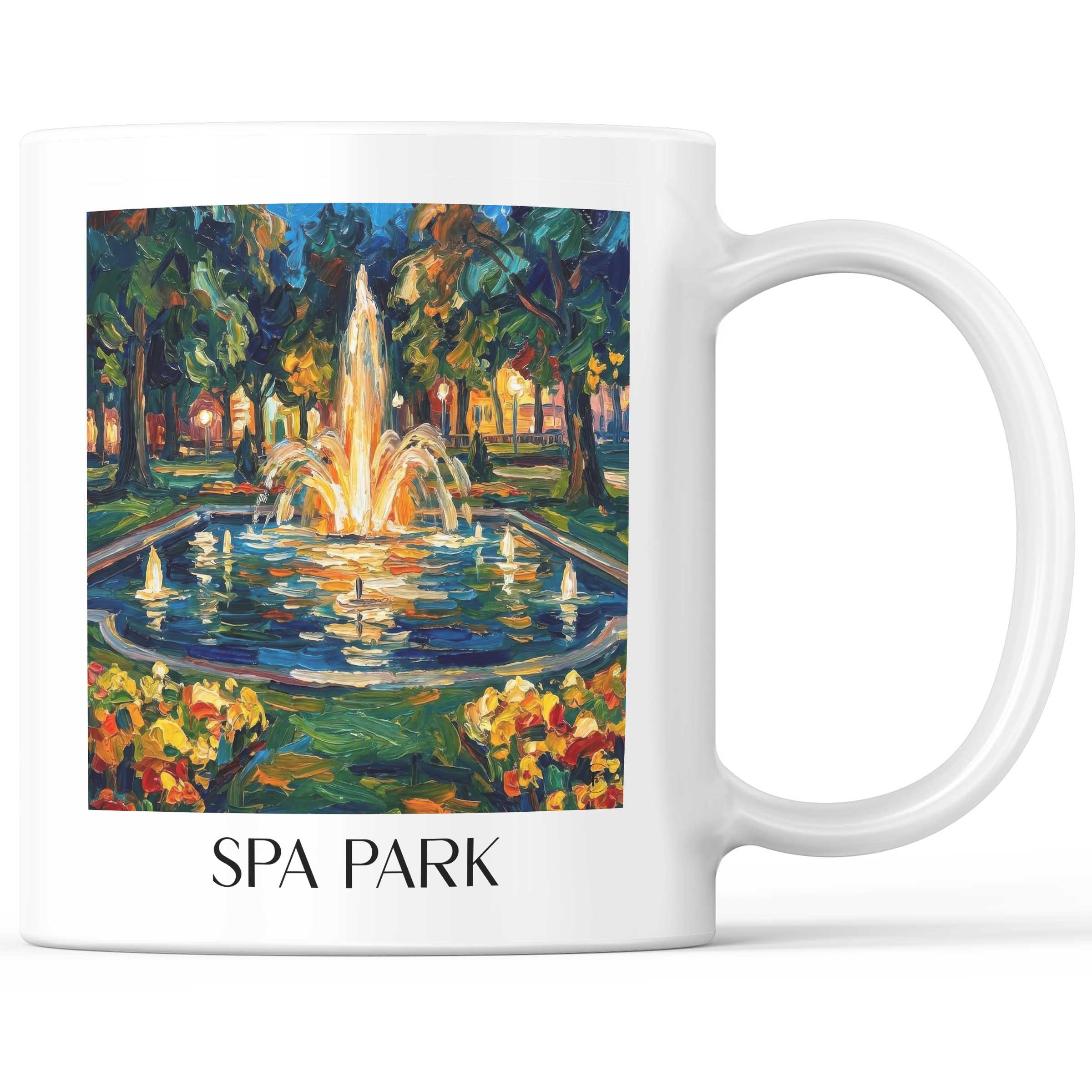Kurpark Kaffeebecher - Aachen - Deutschland Becher - Kaffeetasse im Ölgemälde Stil