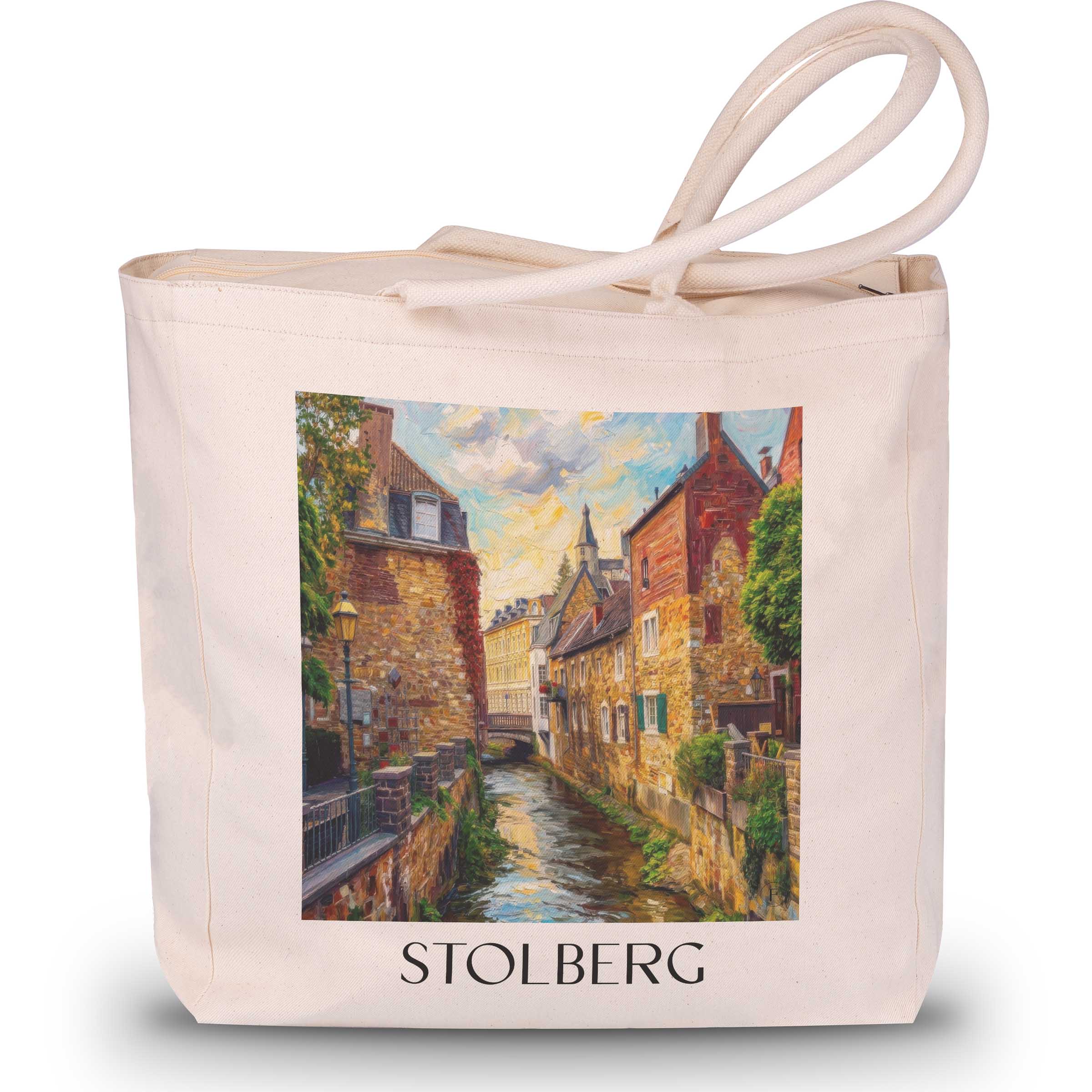 stolberg-rheinland-deutschland-einkaufstasche-oil-painting-oelgemaelde
