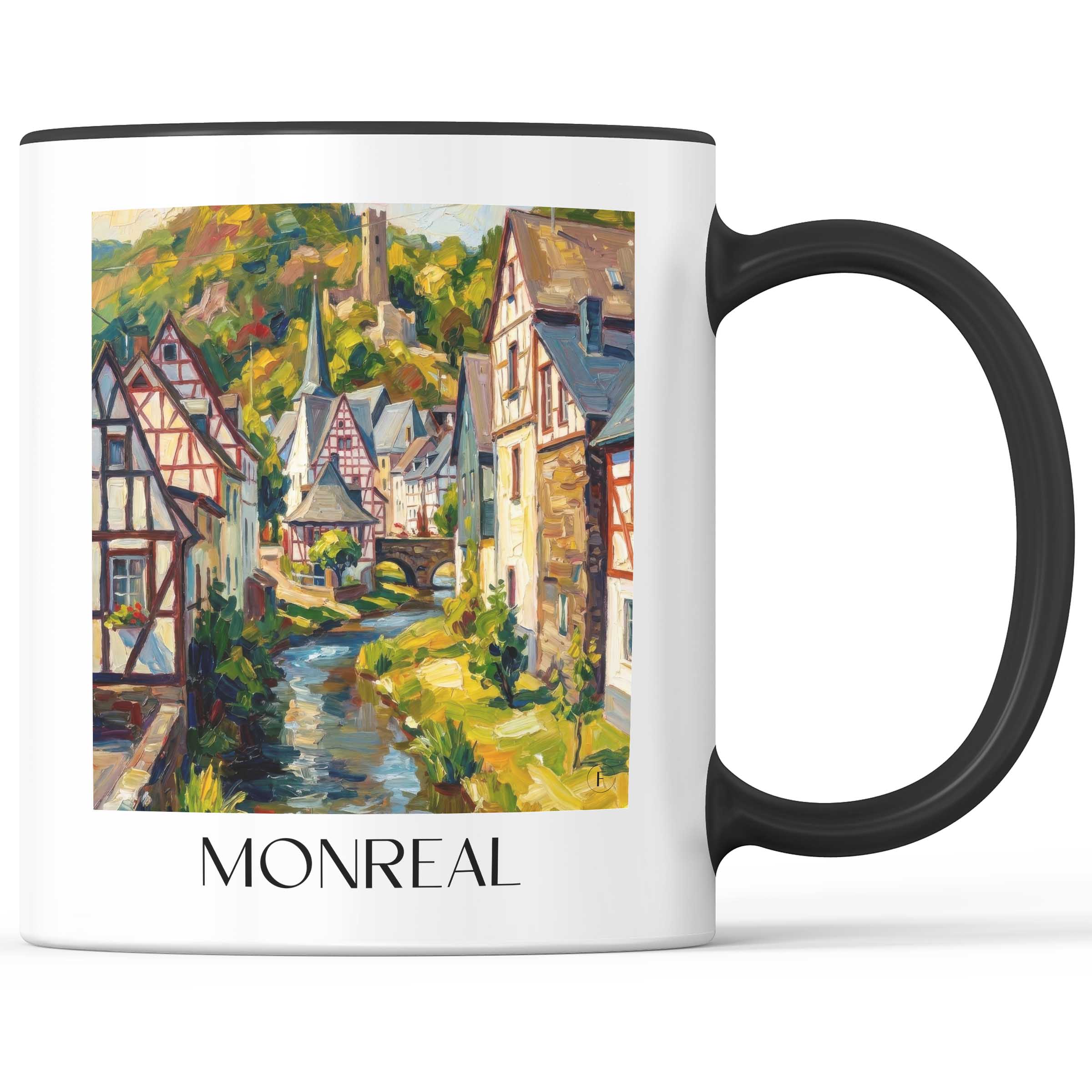 Monreal Kaffeebecher - Eifel - Deutschland Becher - Kaffeetasse im Ölgemälde Stil