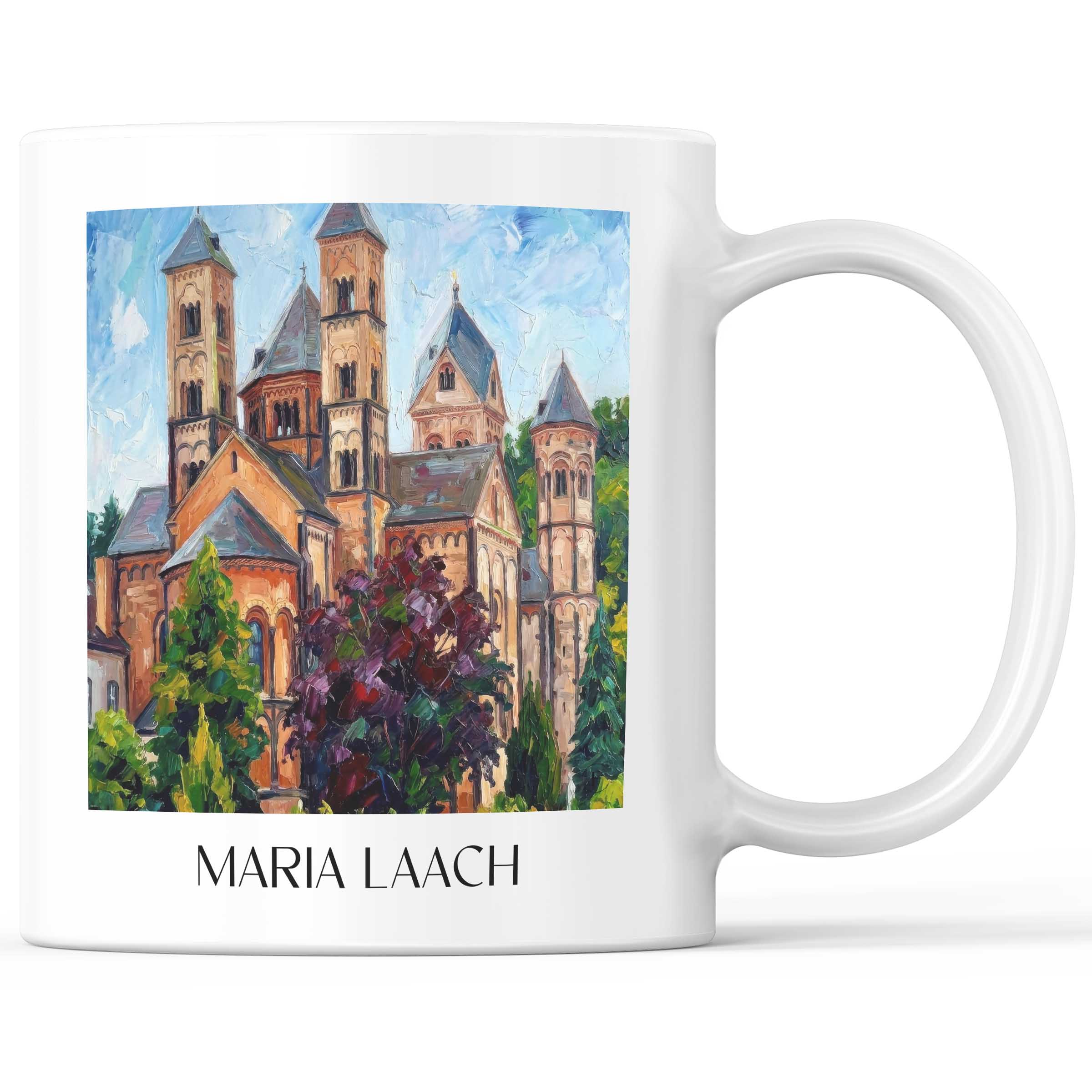 Maria Laach Kaffeebecher - Eifel - Deutschland Becher - Kaffeetasse im Ölgemälde Stil