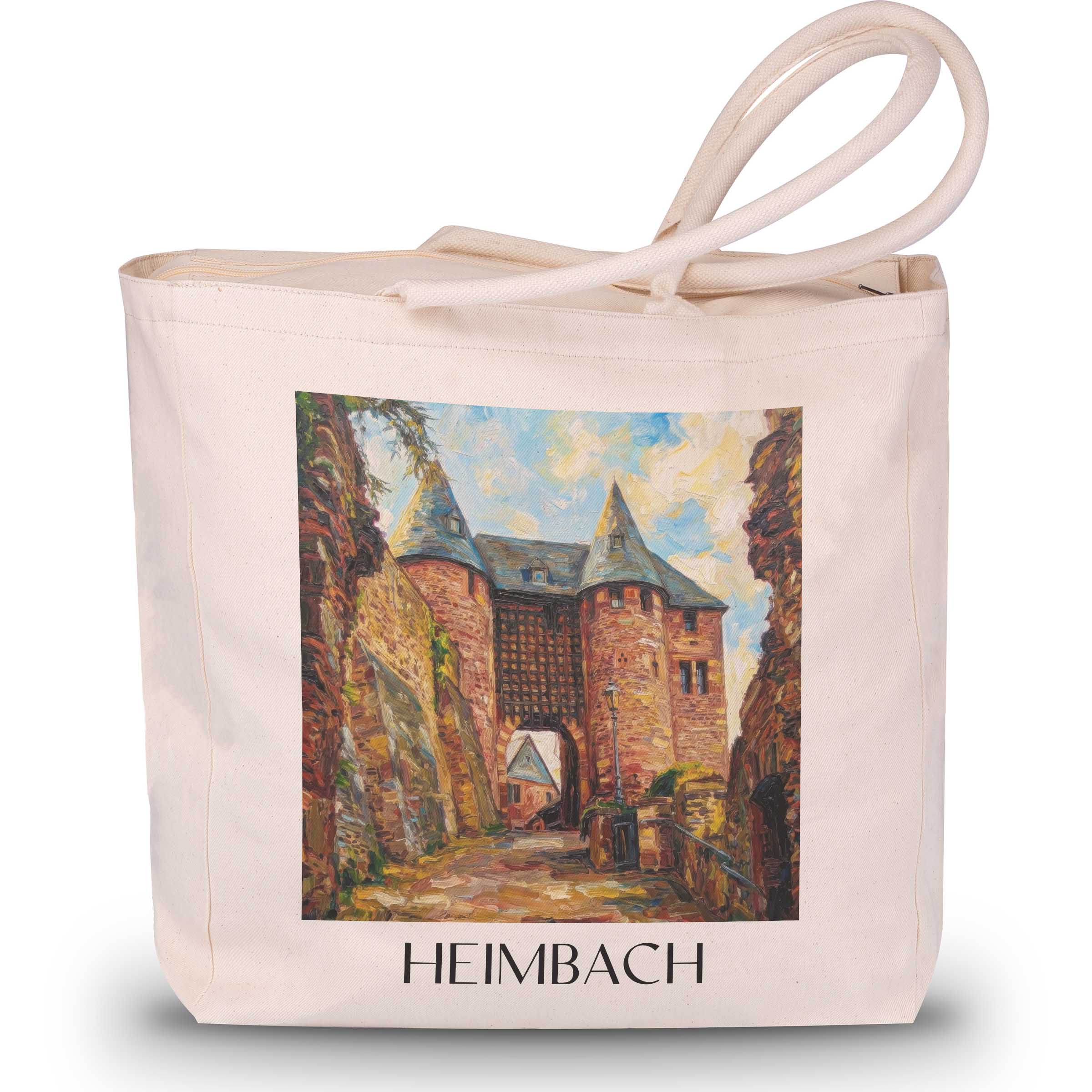 Heimbach Shopping Tasche - Eifel - Deutschland Tote Bag - Einkaufstasche im Ölgemälde Stil
