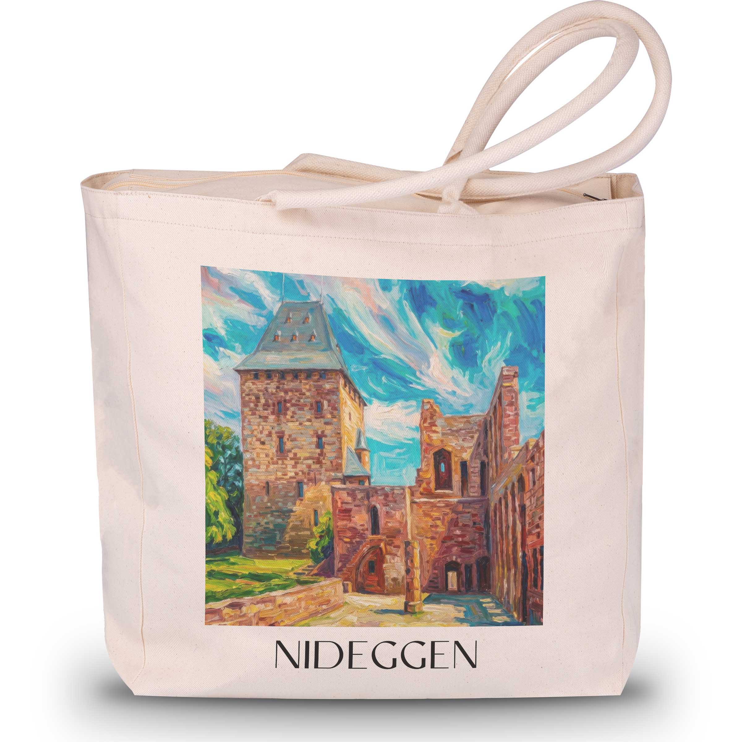 Nideggen Shopping Tasche - Eifel - Deutschland Tote Bag - Einkaufstasche im Ölgemälde Stil