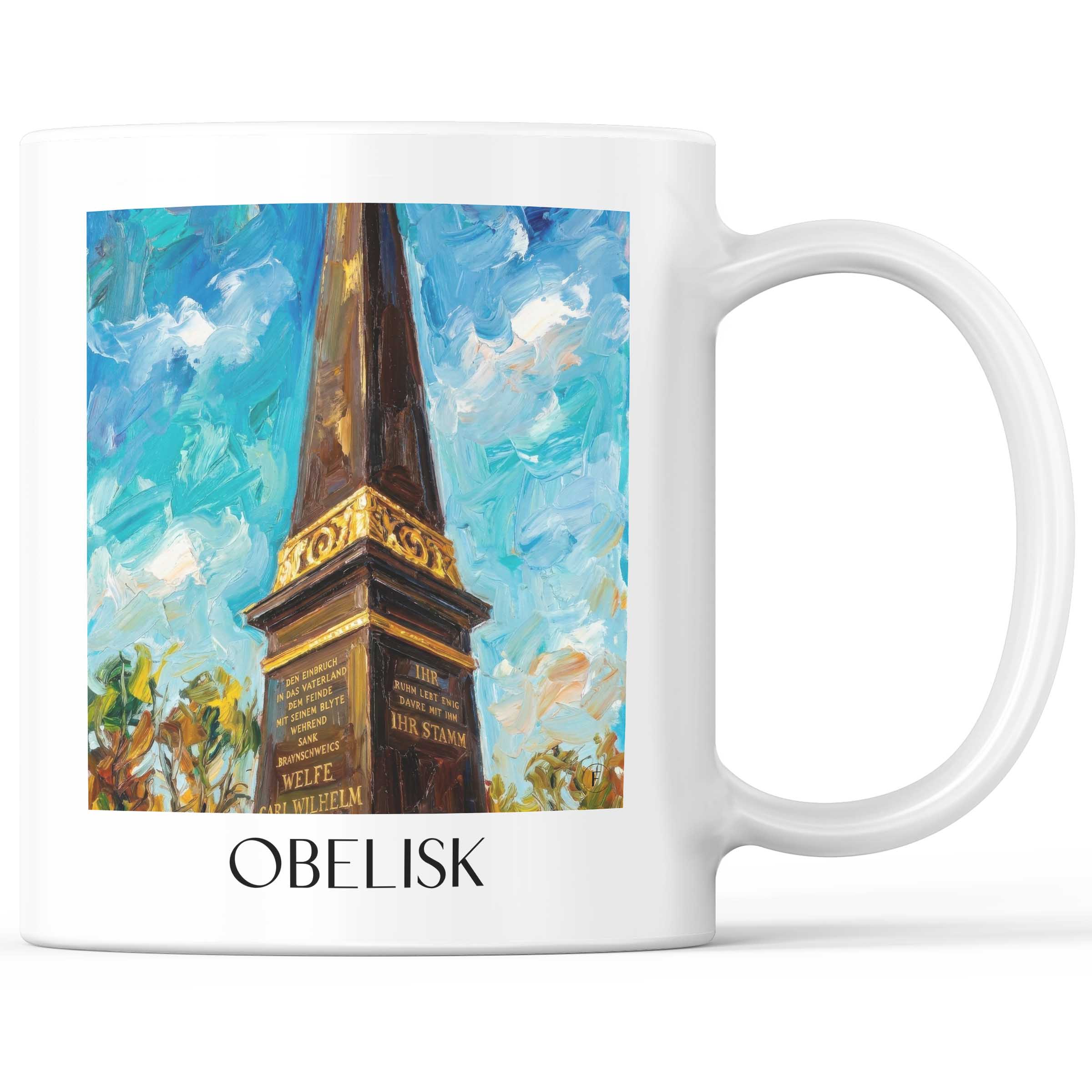 Obelisk Kaffeebecher - Braunschweig - Deutschland Becher - Kaffeetasse im Ölgemälde Stil